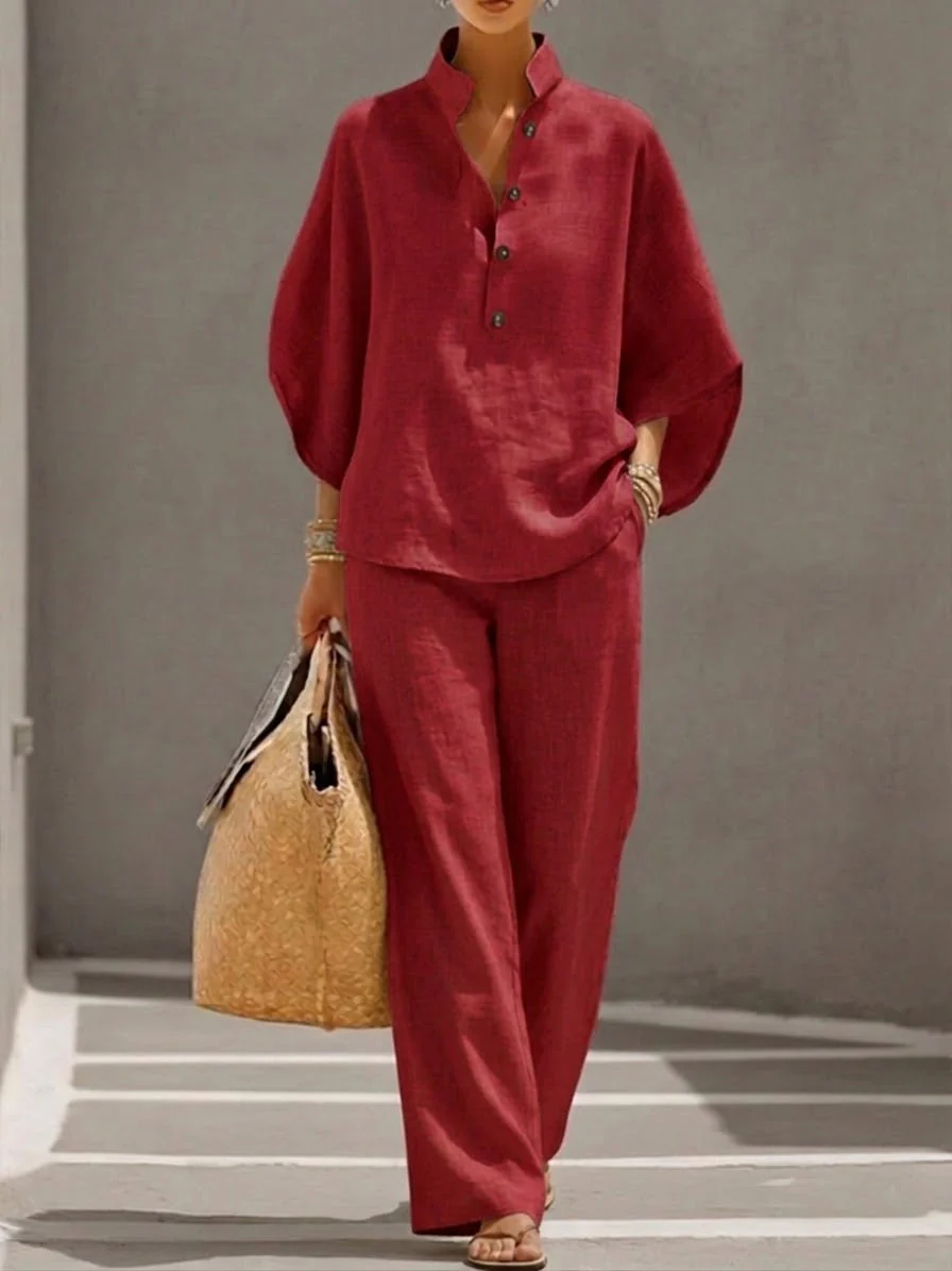 Mariel | Ensemble avec manches chauve-souris et pantalon ample.