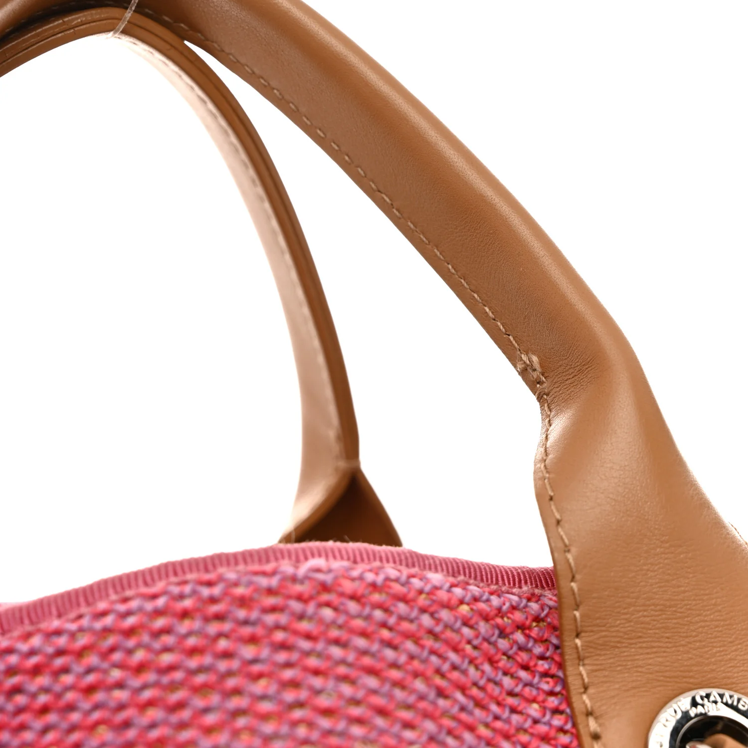 Mixed Fibers Large Shopping Bag Pink Beige