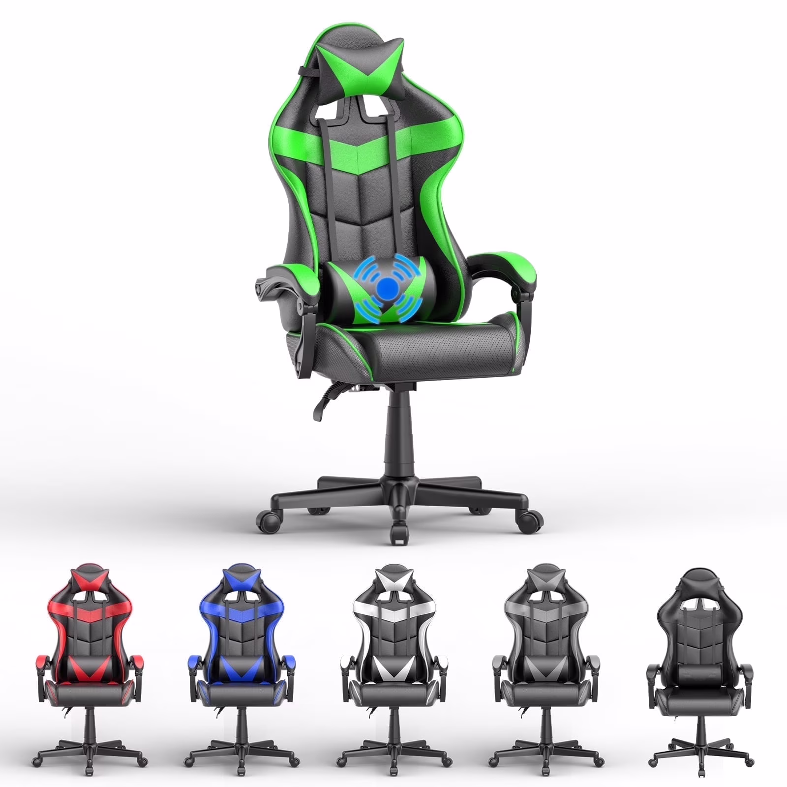 Gaming Chair with Massage, High Back Computer Gamer Chair for Adults and s, Ergonomic Game Chair with Adjustable Headrest and Lumbar Support (Blue)(��Z��Blue) - Image 5