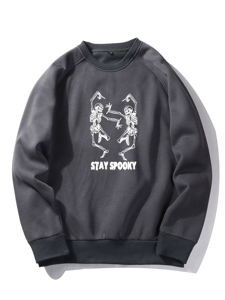 Sweat-shirt à imprimé squelette amusant pour Halloween