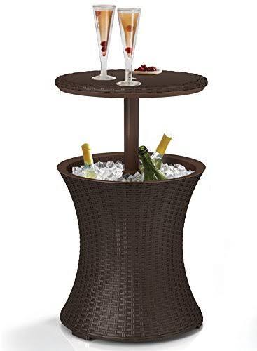 Keter 7.5-Gal Cool Bar Rattan Style Outdoor Patio Pool Cooler Table Brown