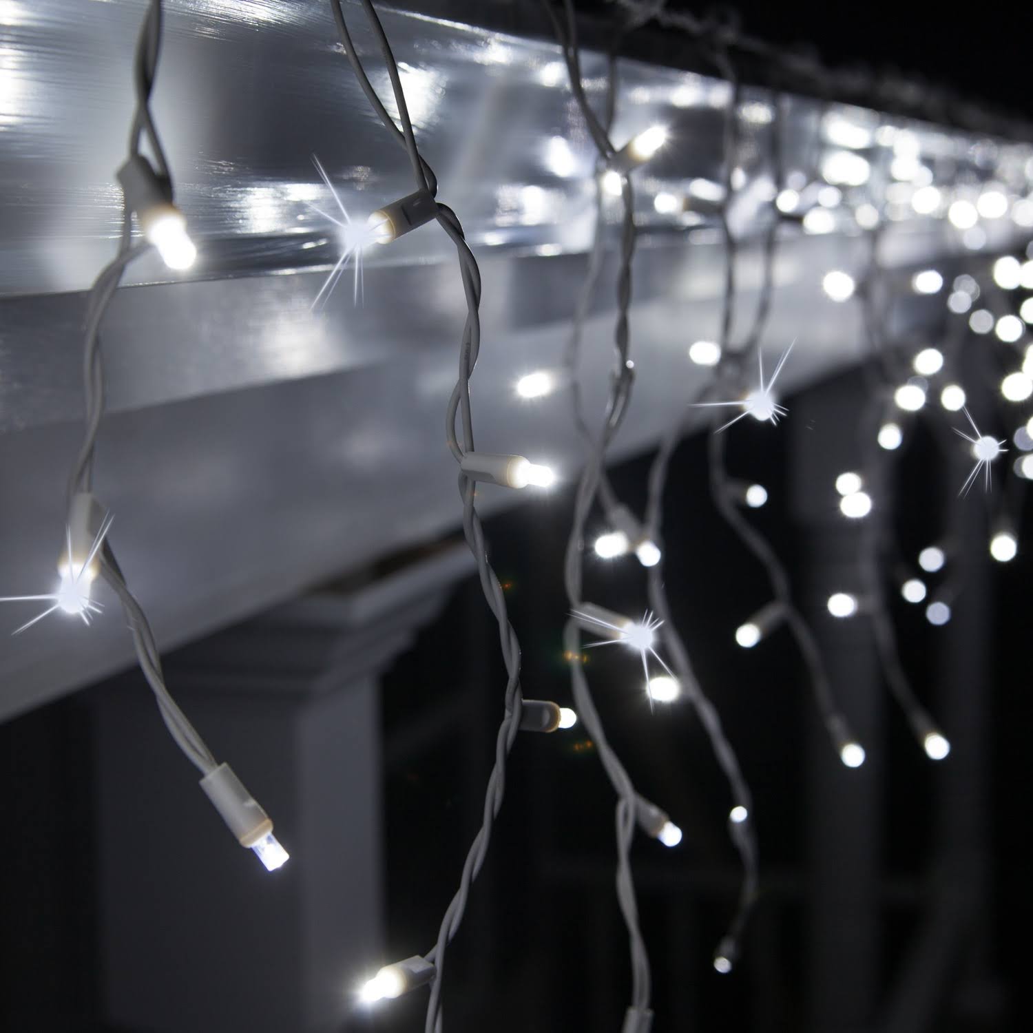 70 5mm LED Icicle Lights Cool White Twinkle White Wire