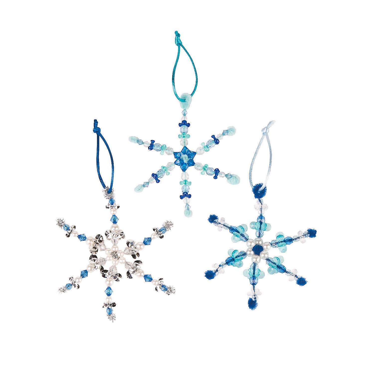 Beaded Snowflake Christmas Ornament Craft Kit - Makes 24, Craft Kits, Winter, 24 Pieces, Size: 4 1/2 inch, 13622508