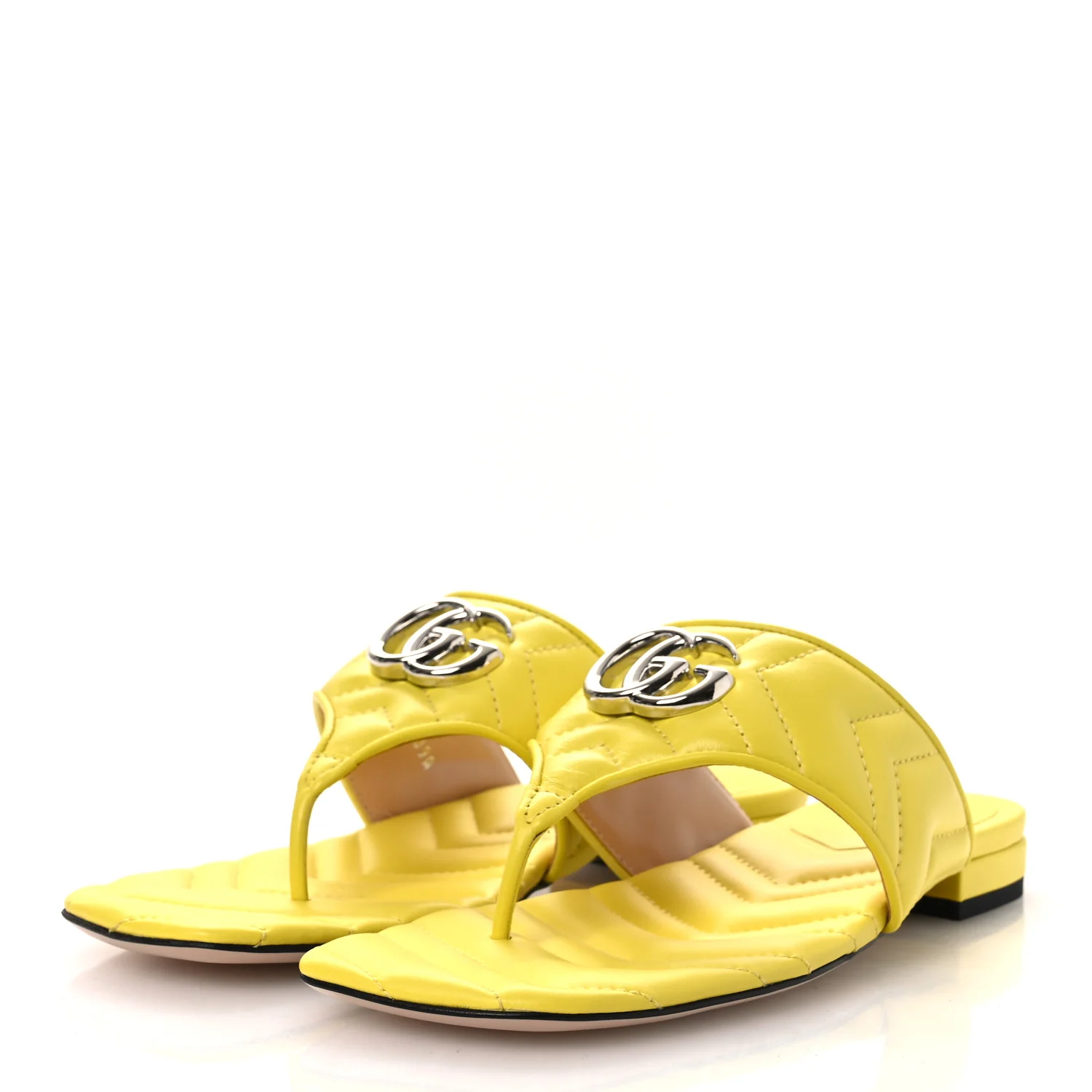 Nappa Charlotte Double G Marmont Thong Sandals 37.5 Acid Lime