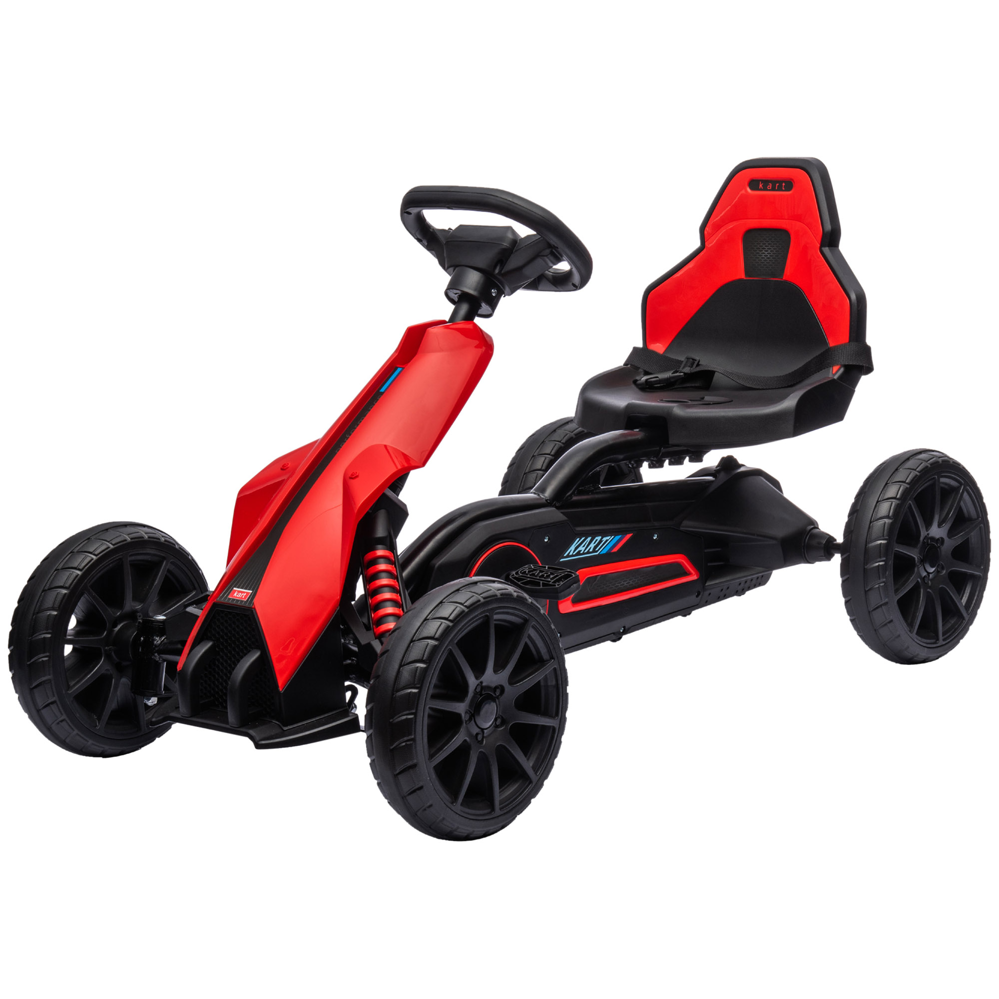 HOMCOM Go-Kart Pedal Go-Kart met Achteruit- en Vooruitversnelling, voor Kinderen van 3 tot 8 Jaar, Rood+Zwart