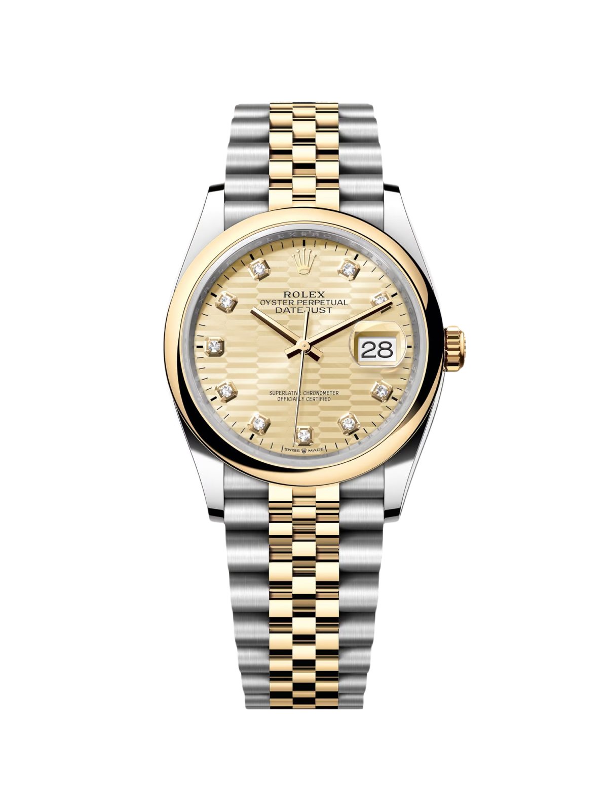 【Super Clone】RLX  Datejust 36mm 126203 Golden Fluted Dial Domed Bezel Oyster Bracelet