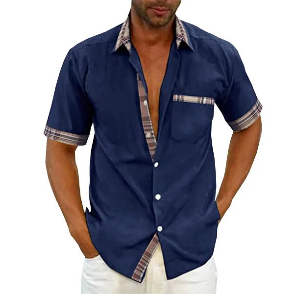 Chemise d'été décontractée à carreaux pour homme EvalonrealmTM