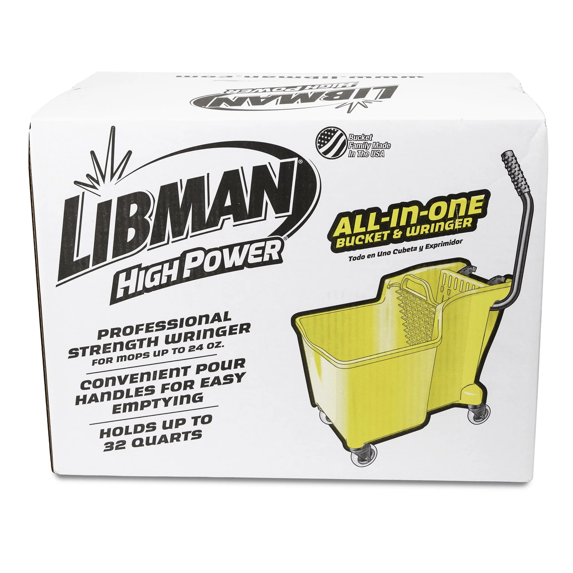 Yellow 32 Quart Mop Bucket and Wringer with Rubber Caster Wheels Image 6