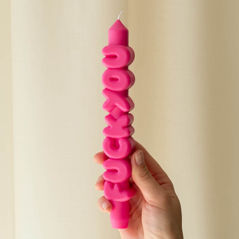 3D kronelys 23 cm F*CK YOU rosa