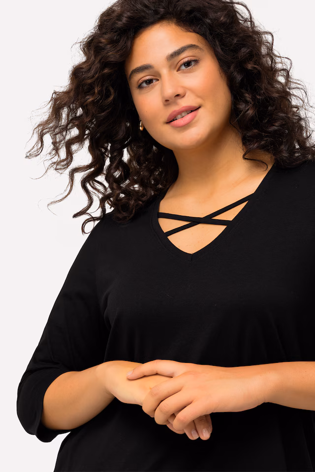 Criss Cross V-Neckline Swing Knit Tunic