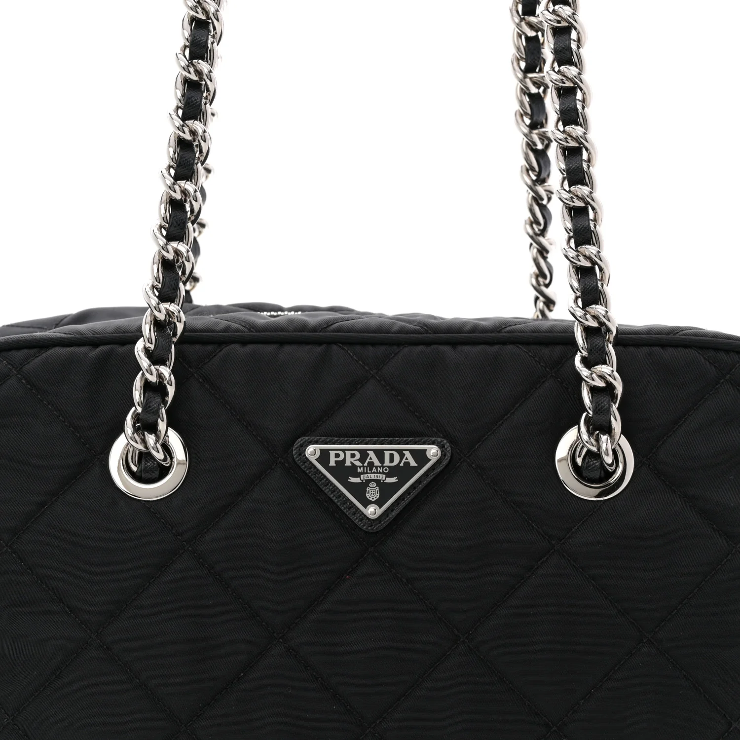 Nylon Tessuto Impuntu Quilted Shoulder Bag Black