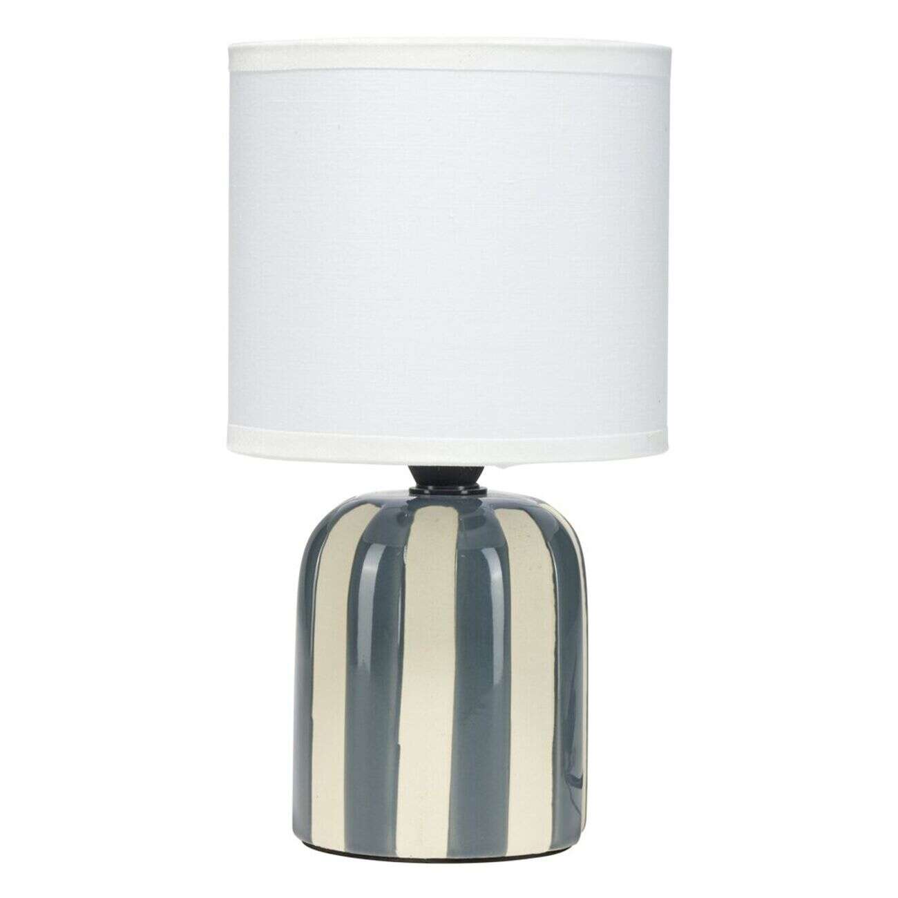 Lampe à poser LED céramique rayures abat-jour blanc Ø12xH21,5cm (4 modèles)