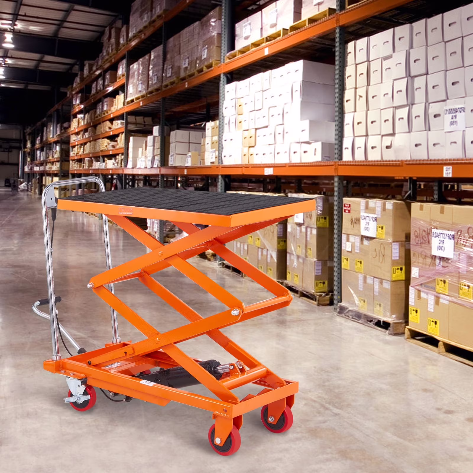 BENTISM Hydraulic Lift Table Cart 330 lb Manual Double Scissor Lift Table 50