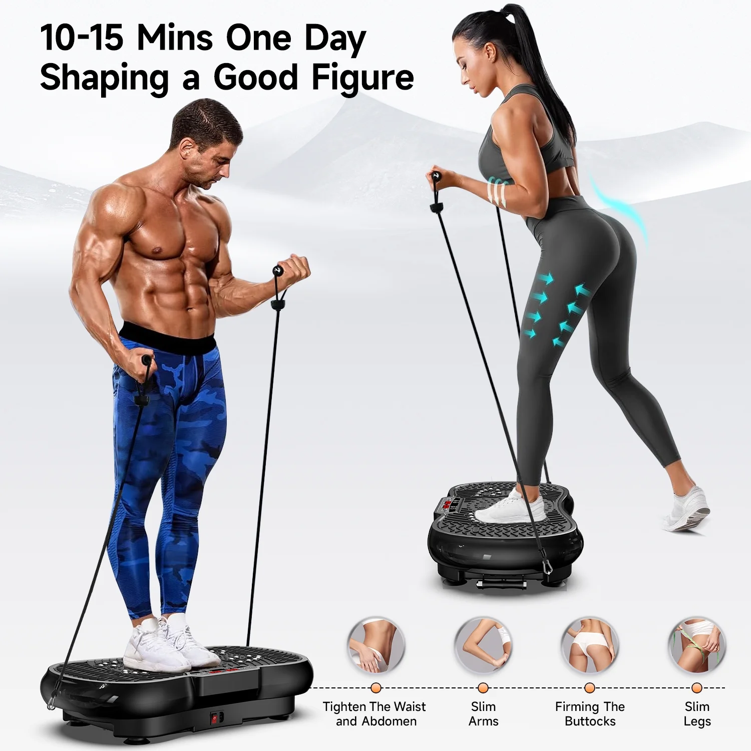 Full Body Vibration Plate Exercise Machine for Lymphatic Drainage, Muscle Toner with Bluetooth Massage Pedals, Workout Vibration Platform for Home Fitness 400lbs(Black) - Image 3