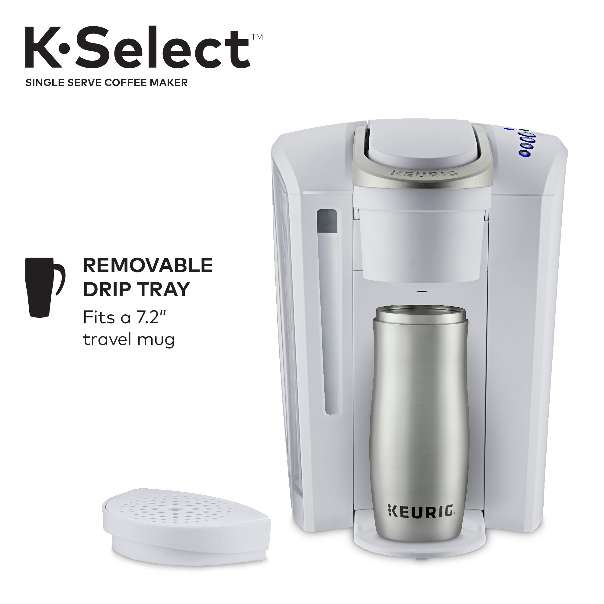 Cafetière Keurig K-Select à dosettes K-Cup, blanc mat, à portion individuelle