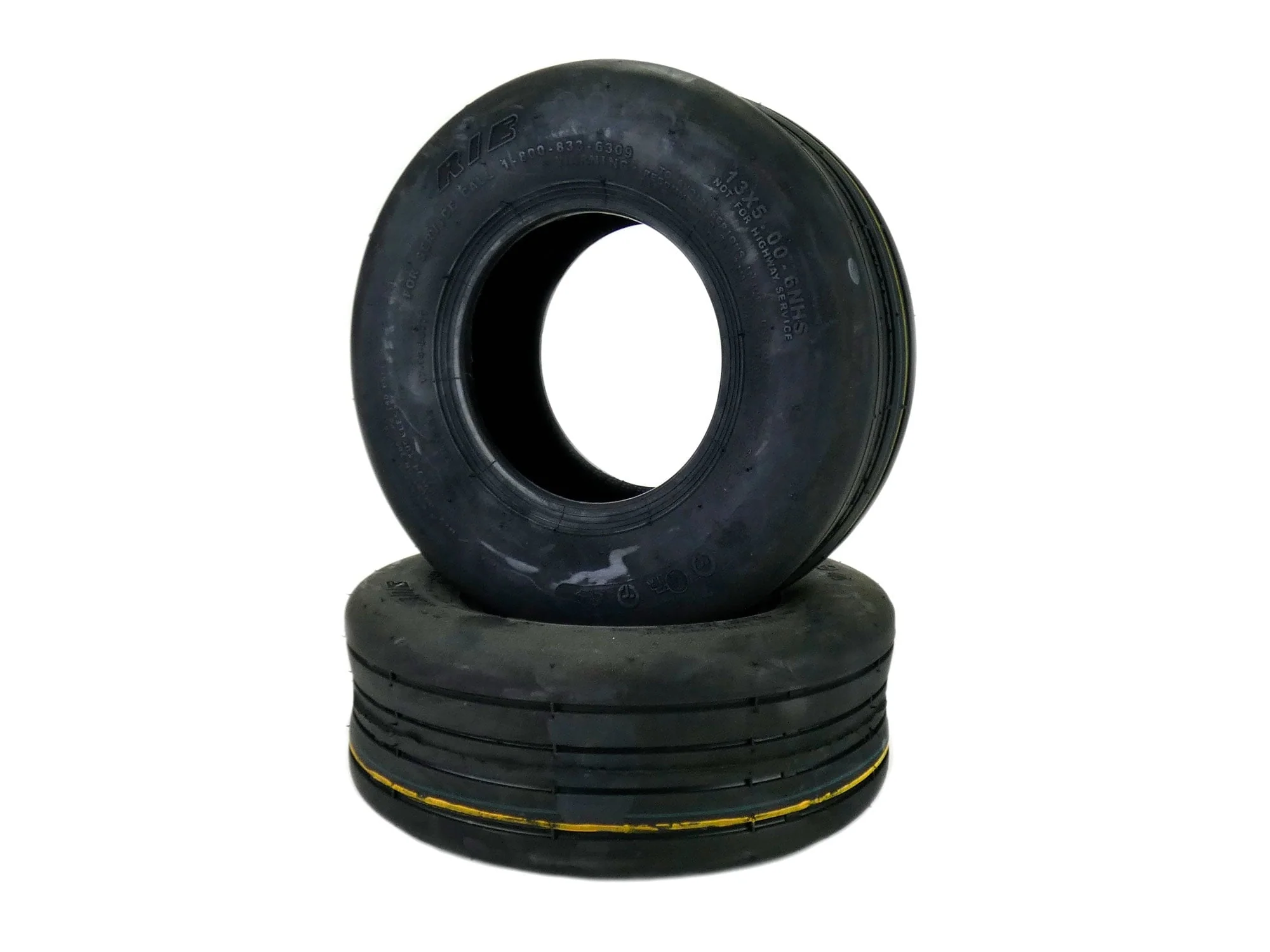 (2) Replacement 13x5.00-6 ribbed lawn mower tires