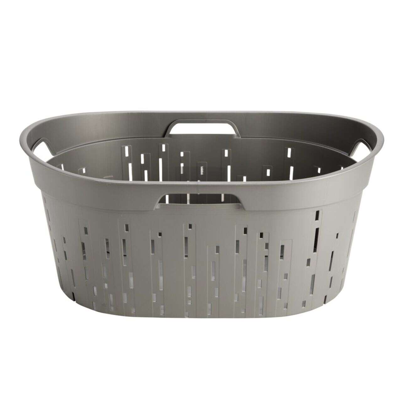 Panière à linge 42L plastique gris 4 poignées