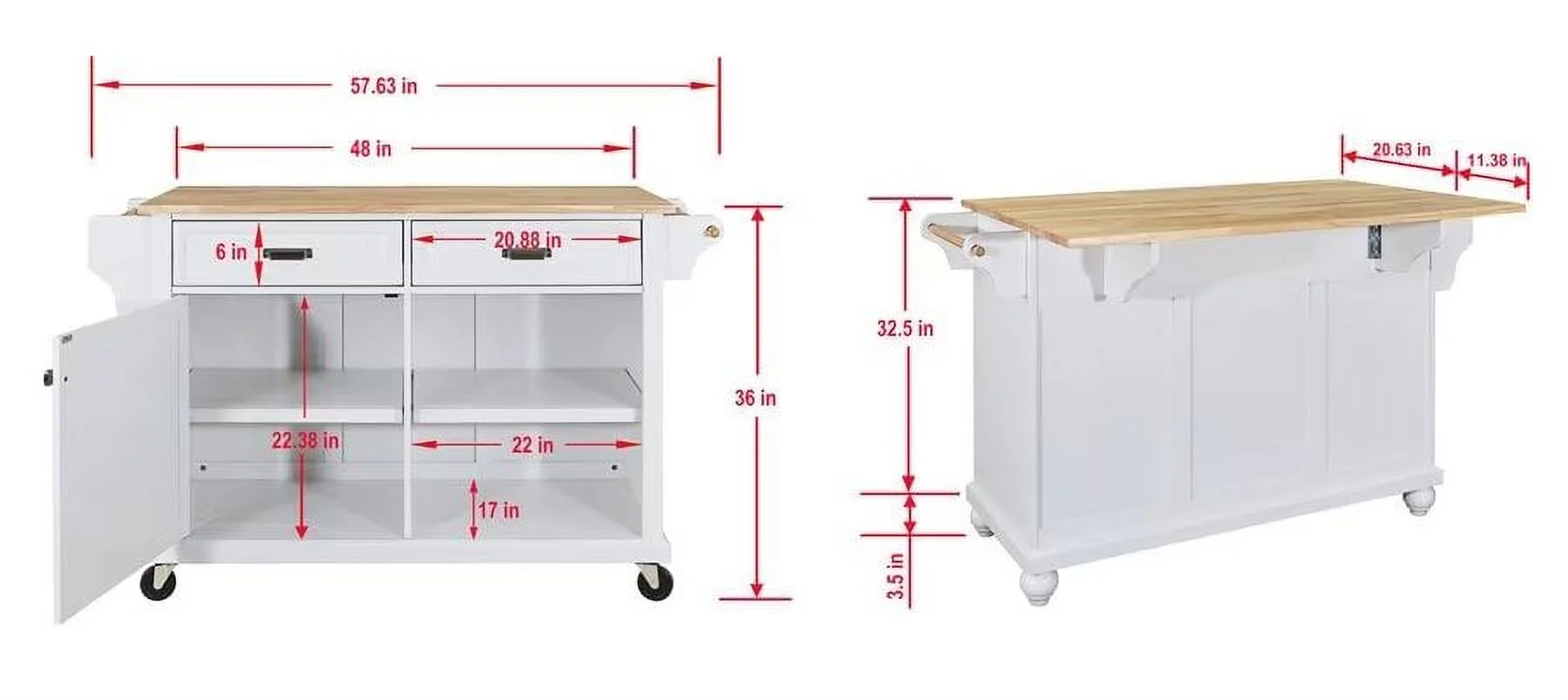 Rolling Kitchen Island with Storage, Utility Kitchen Trolley with Drop-Leaf Countertop, Mobile Kitchen Cart with 2 Drawers, 2 Cabinets and Adjustable Shelves for Dining Room, Kitchen(Gray) - Image 7