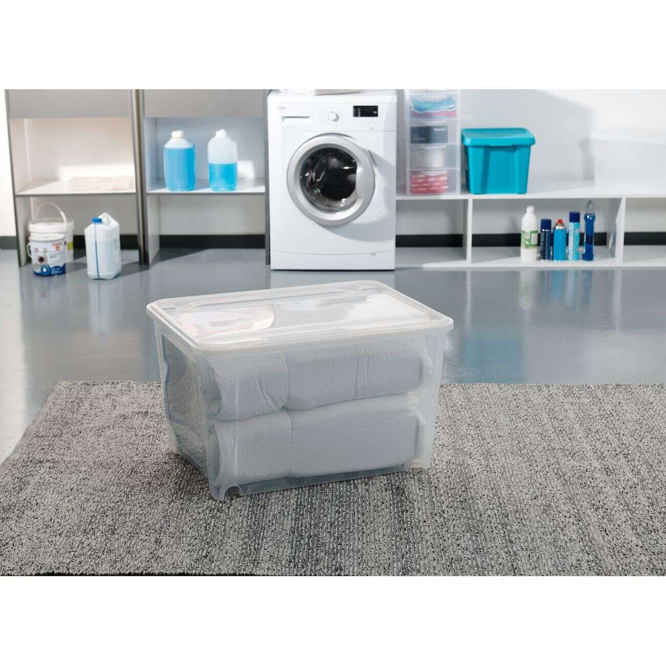 Box de rangement à roulettes transparent 140L