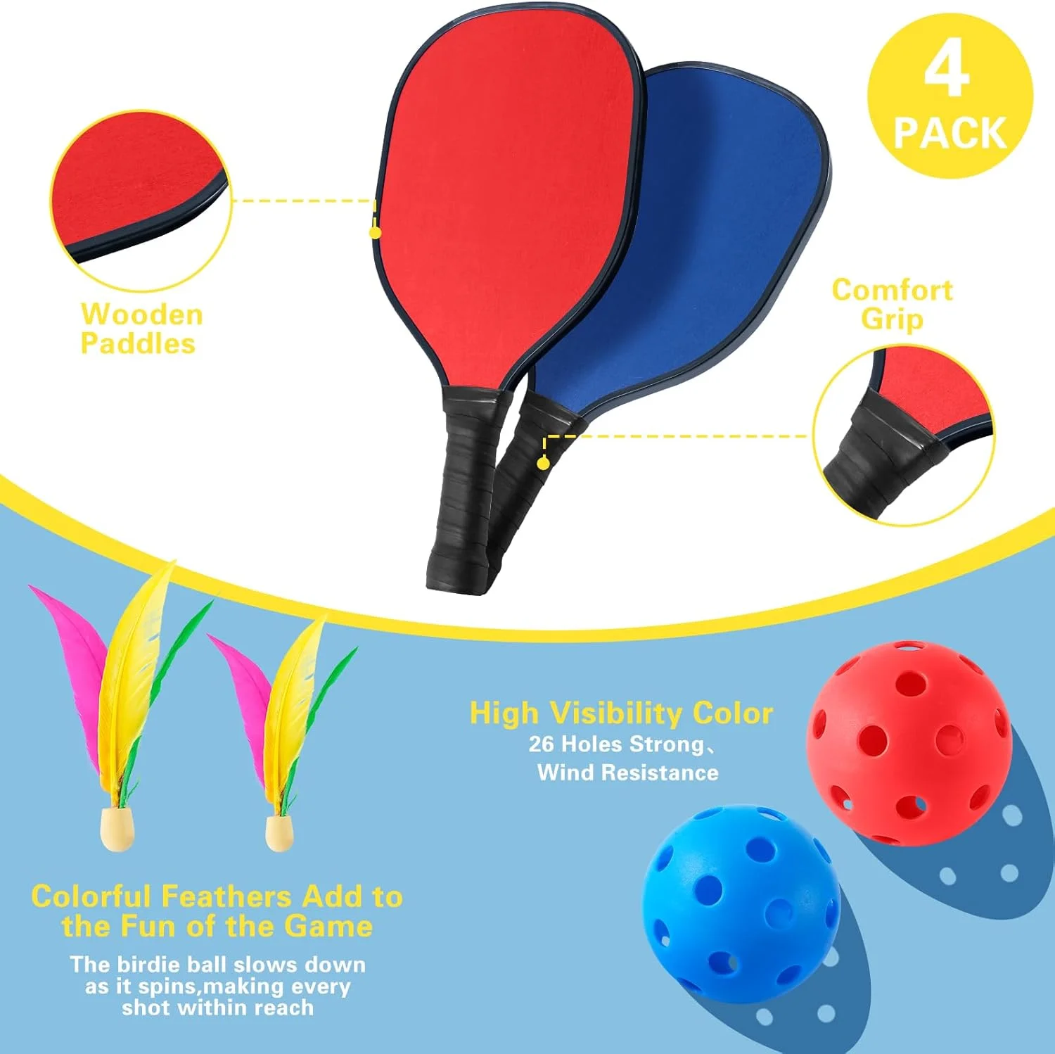 Portable Pickleball with Net, A Racket Game That Combines Pickleball, Badminton, Jianzi, and Tennis, Backyard Games Sport Outdoor Indoor, Fun Games for Kids Adults(11-in-1 Game Table) - Image 4