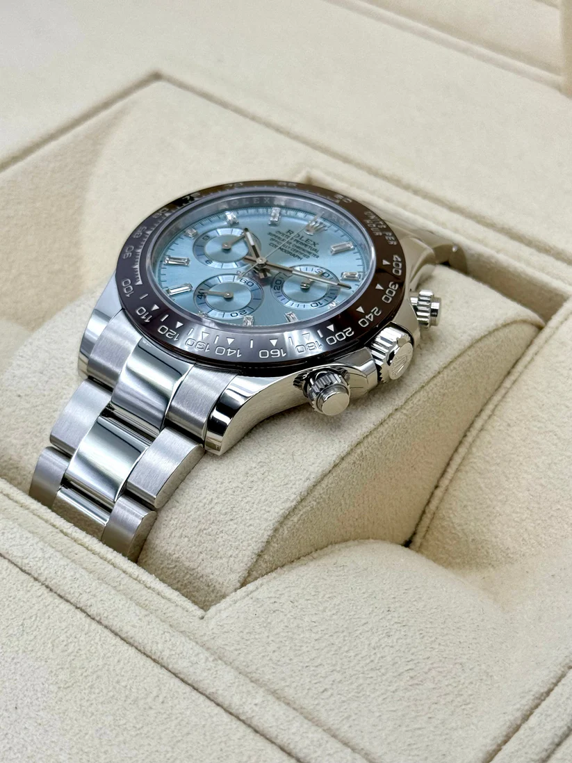 [Super Clone]Rolex Daytona 40mm Platinum Ice Blue Diamond Baguette Dial  m116506