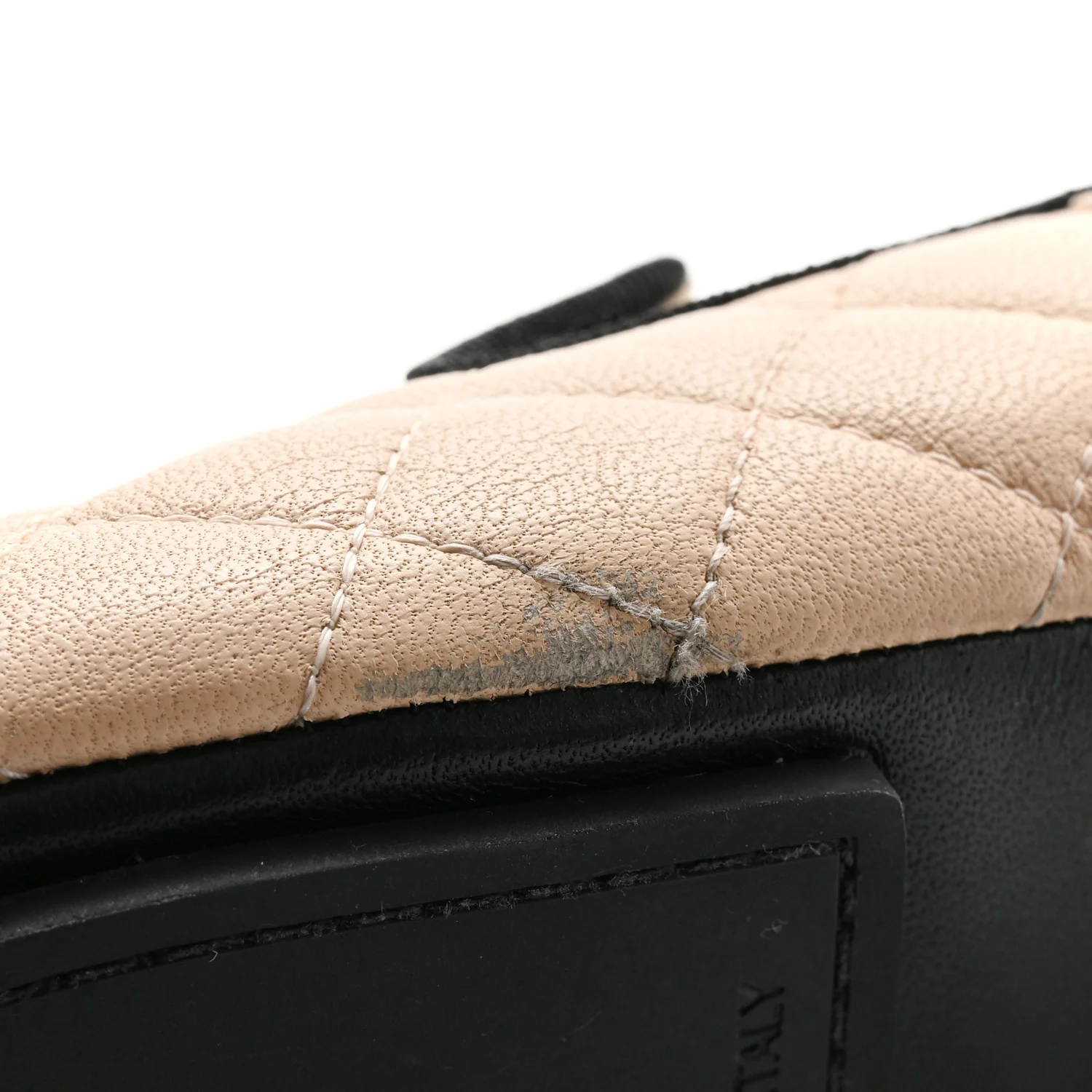 Lambskin Quilted Cap Toe Slipper With Pouch 39 Beige Black