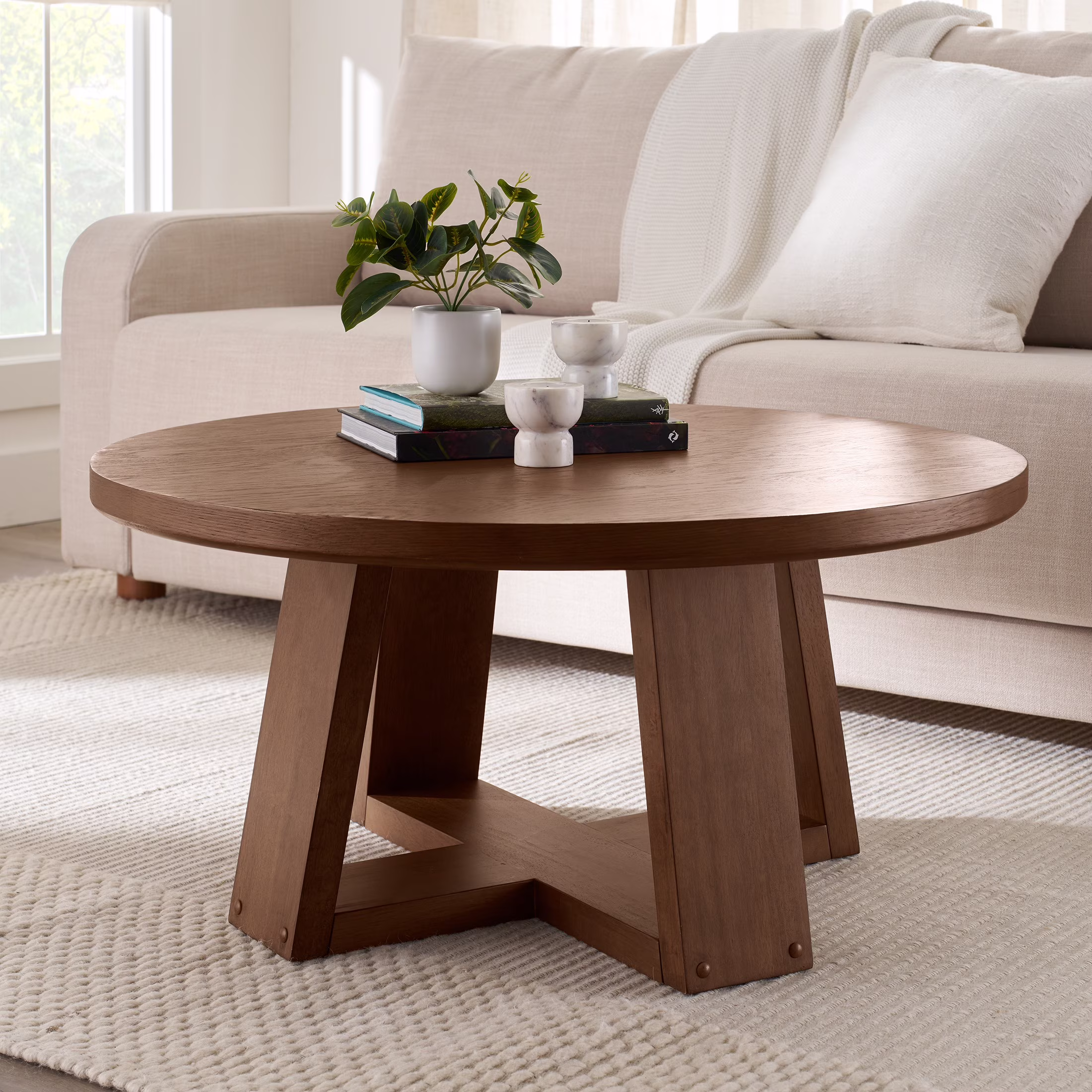 Ezra Coffee Table, Walnut finish(Walnut Finish)