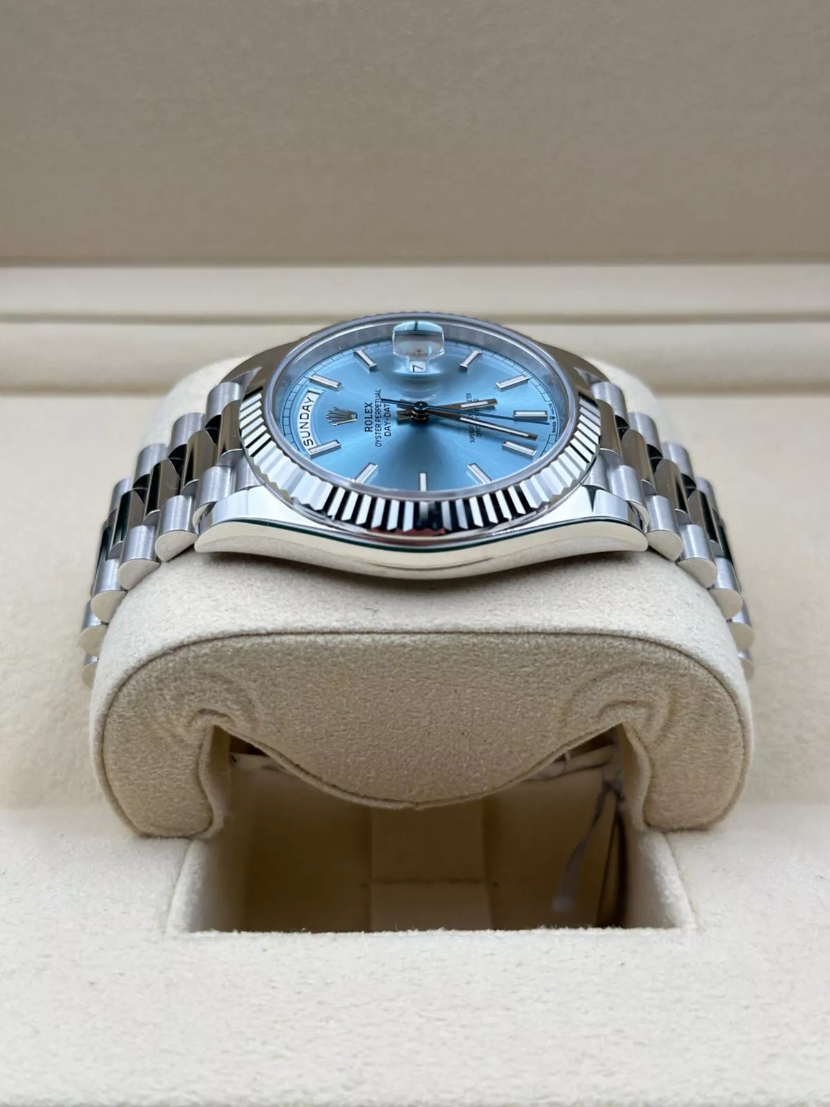 【Super Clone】RLX  Day-Date President 40mm Platinum Ice Blue Index Dial - 228236
