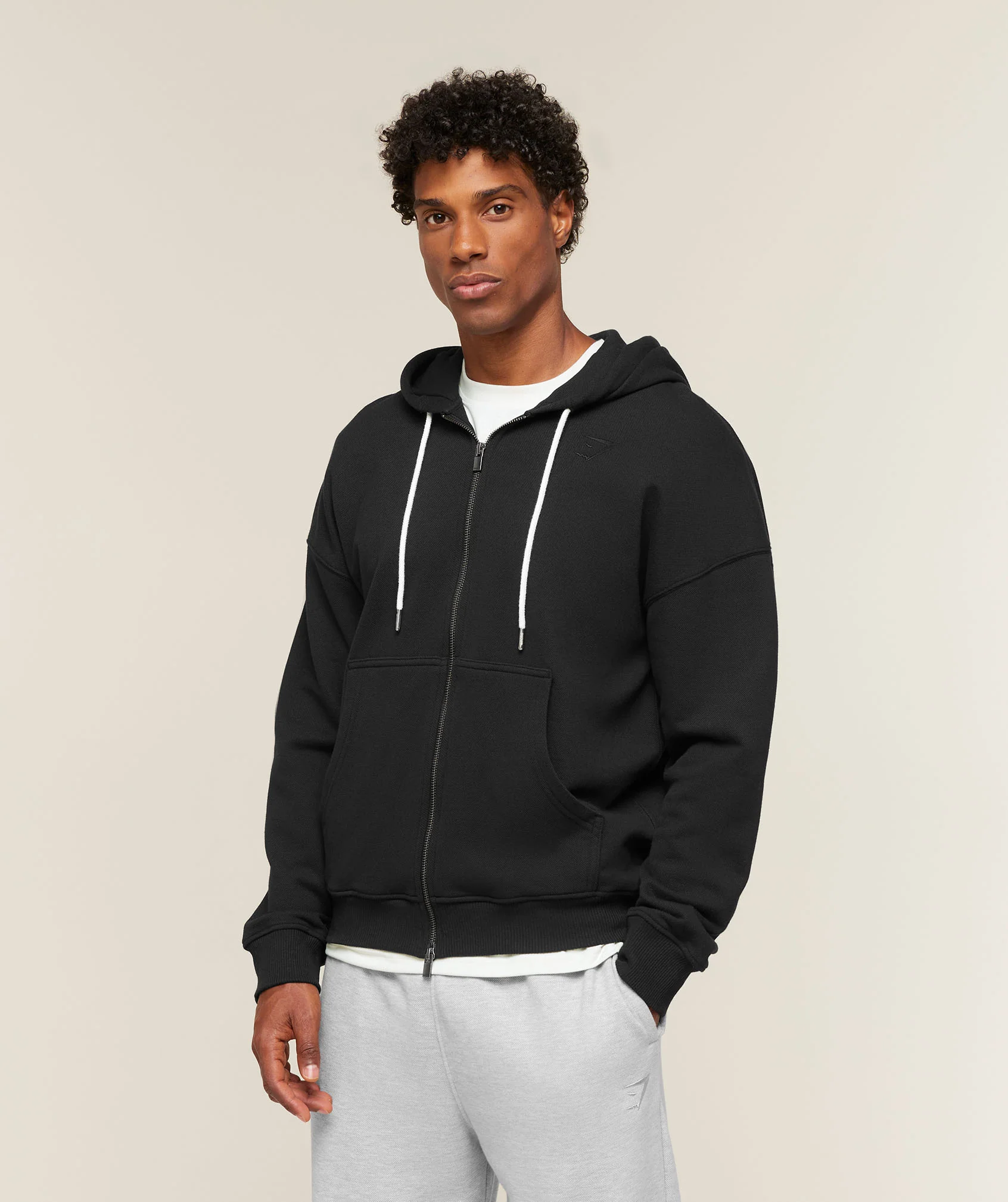 CAMPUS CREST ZIP THROUGH HOODIE - Black