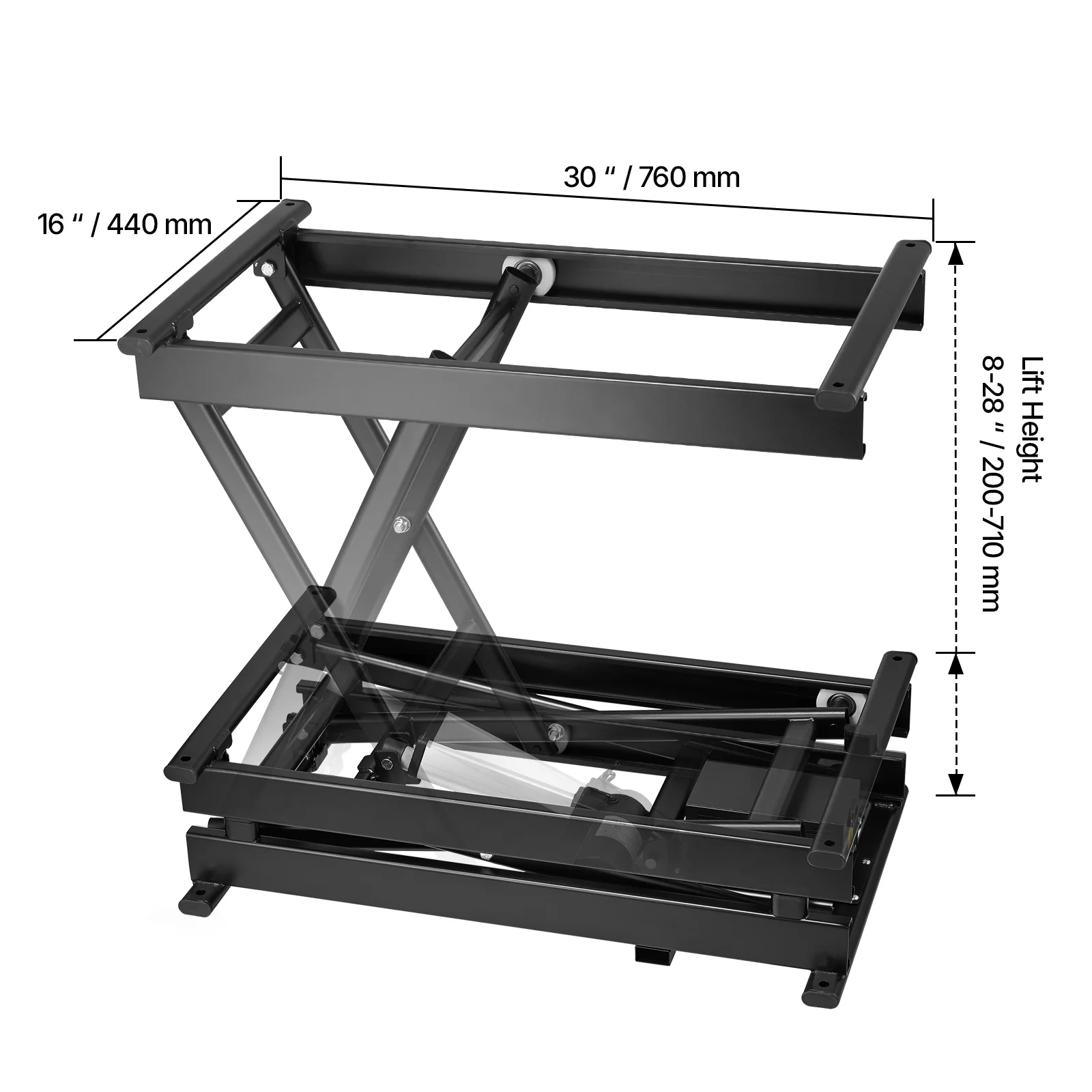Electric Lift Table, 330 lbs Capacity Single Scissor Lift Table, 8 28 in Height Adjustable Lifting Platform, Coffee Table lift with 4 Wheels, for Material Handling and Transportation, Black - Image 8