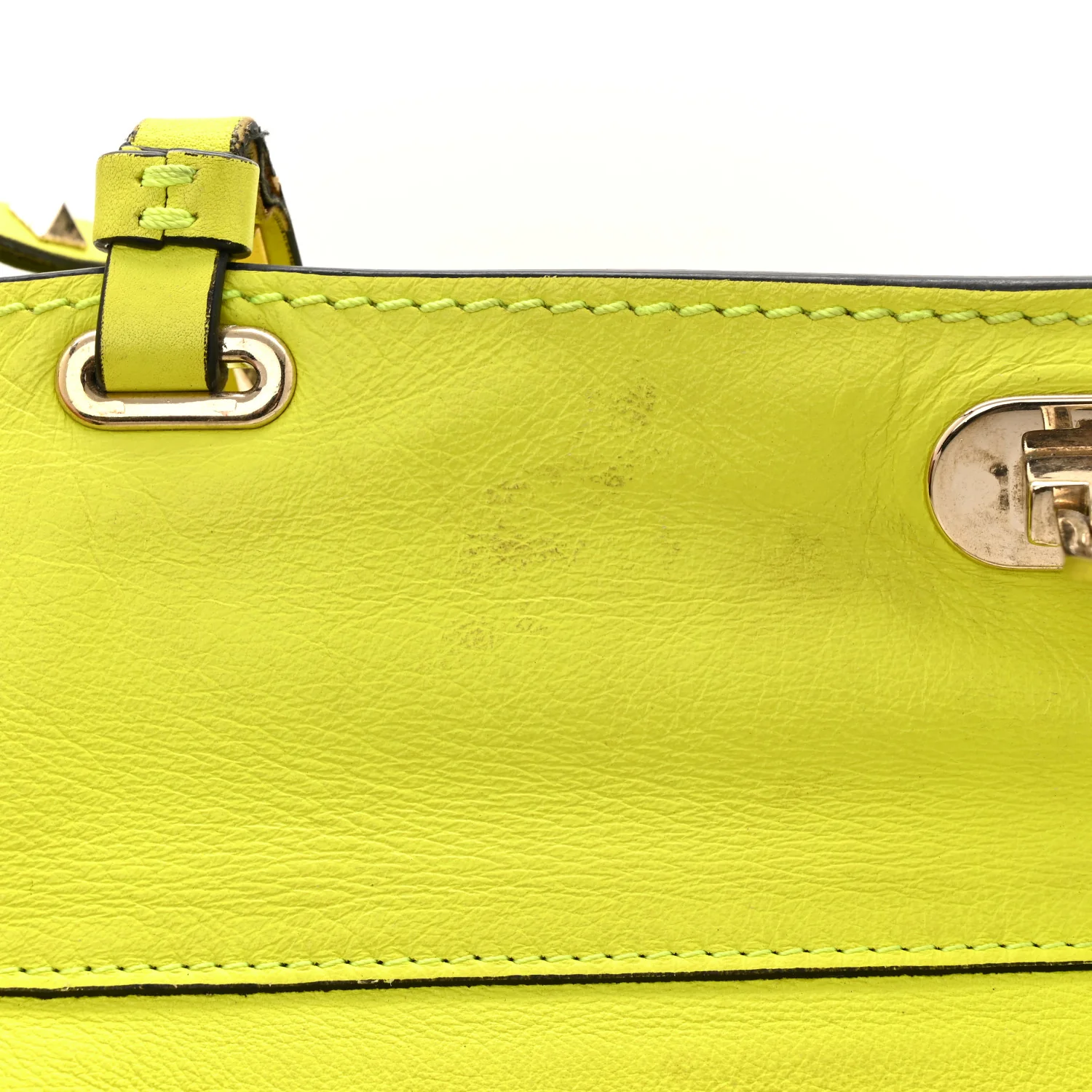 Vitello Medium Rockstud Tote Yellow Fluo