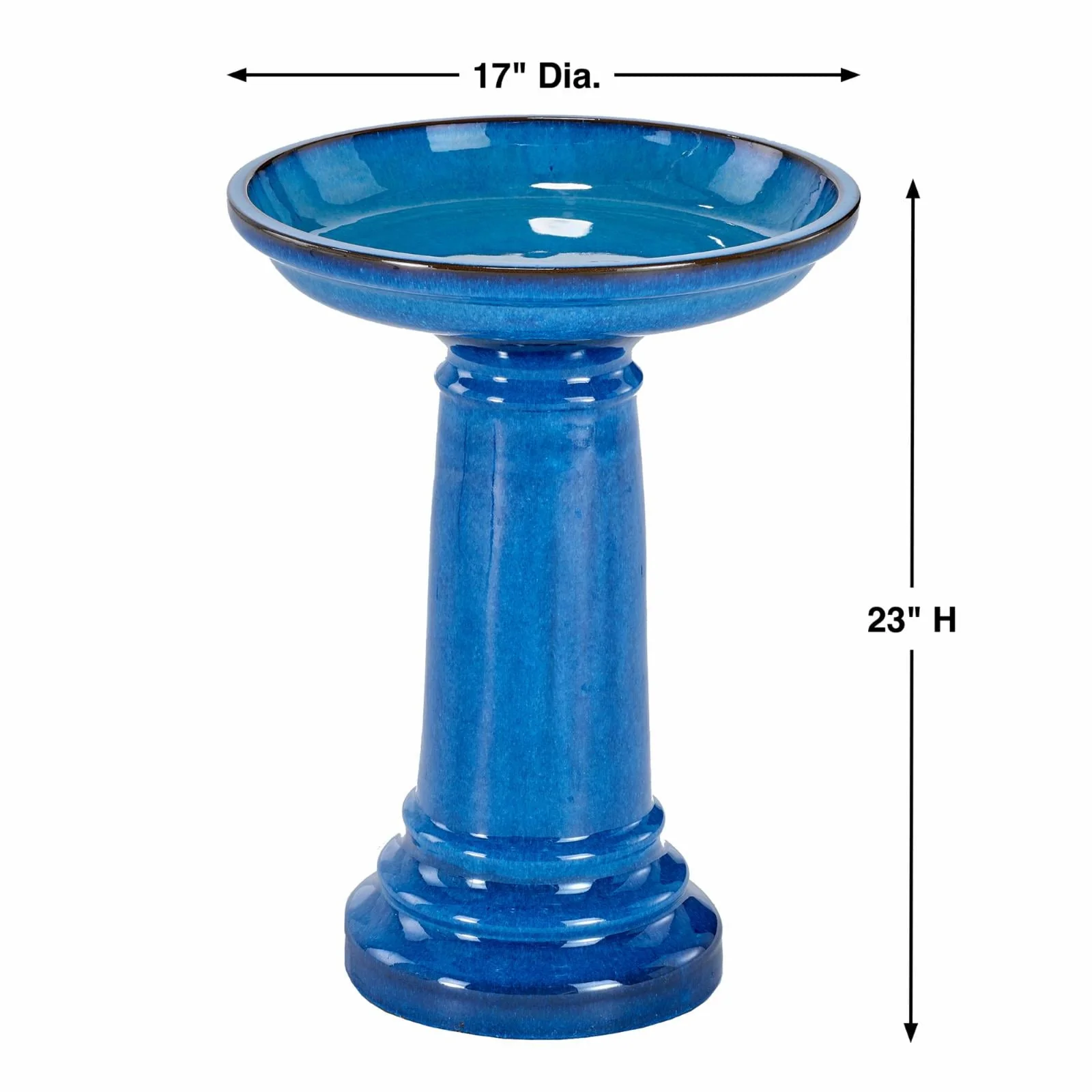 Smart Solar 207104 - BT Aviatra Ceramic Traditional Garden Bird Bath, Bright Blue
