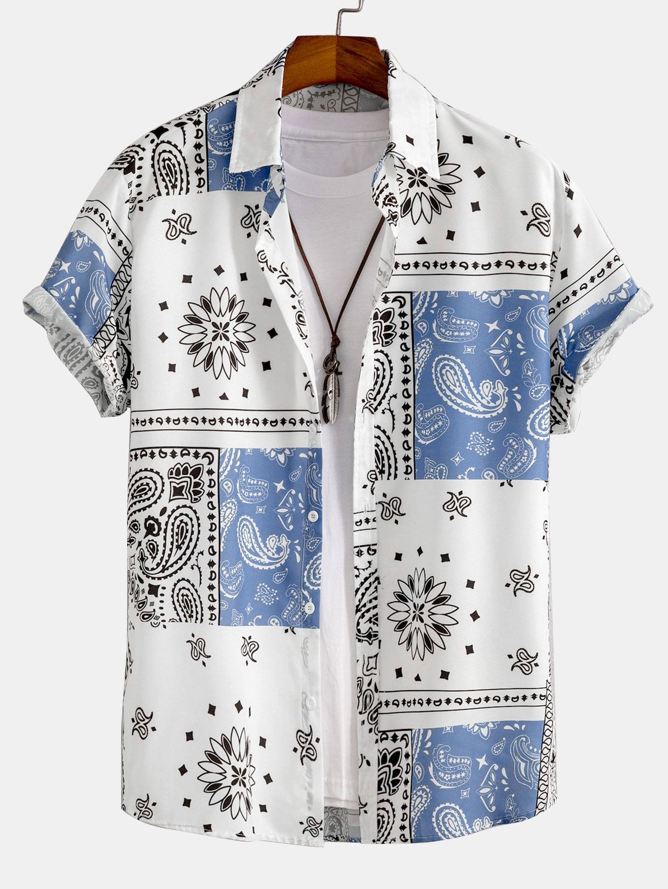 Chemise boutonnée à imprimé cachemire #Motif aléatoire# et short
