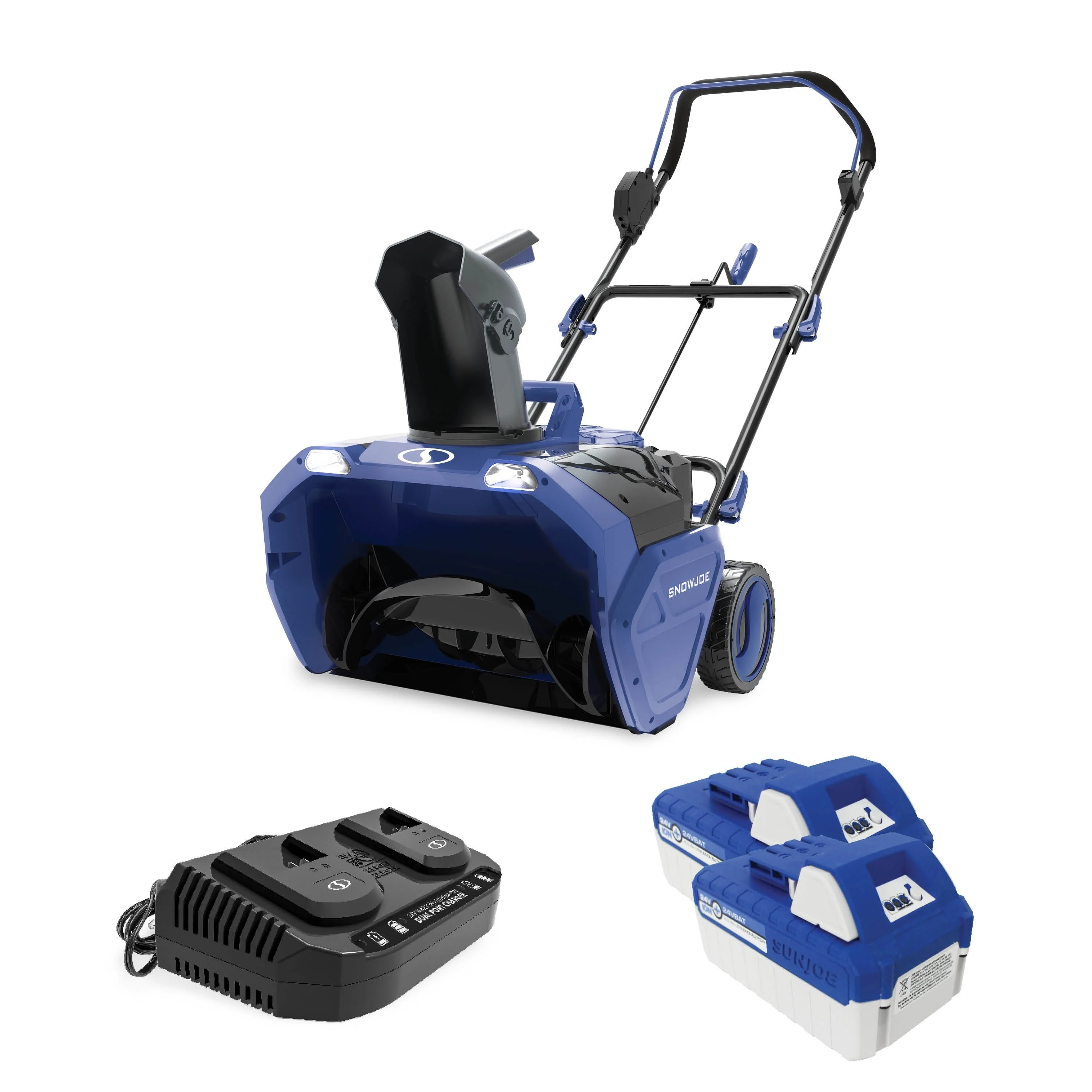 48V 20" Single Stage Cordless Snow Blower W/ Headlights, Brushless Motor, 2 x 4 0 Ah Batteries Charger