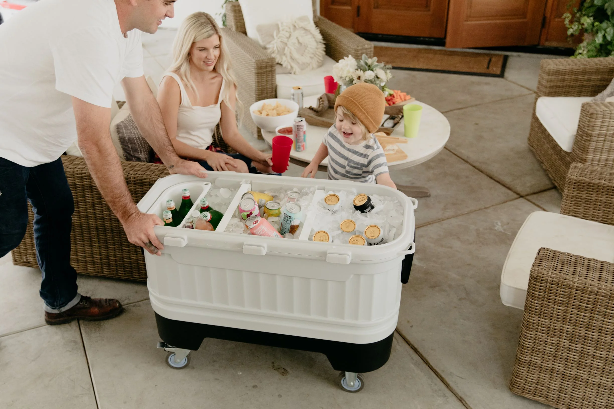 125 qt. Party Bar Wheeled Ice Chest, White and Black - Image 8