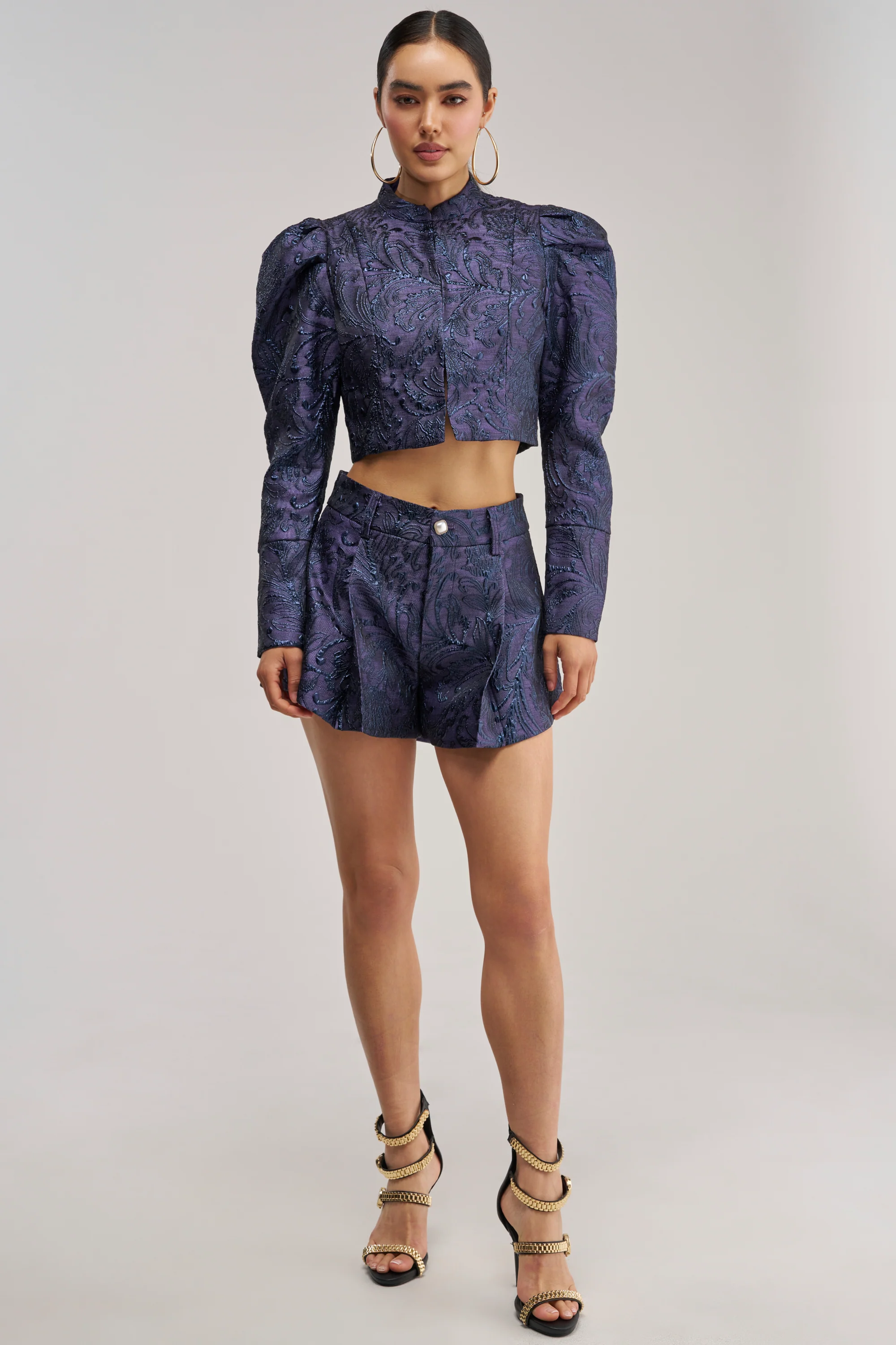 PENNY BROCADE SHORT IN NAVY - Akira Store