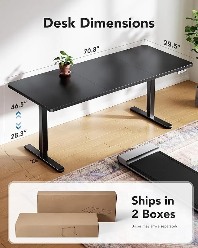 48 x 24 inch Electric Standing Desk, Height Adjustable Table with Headphone Hooks Cable Manager, Sit to Stand up Desk for Home Office, Vintage Brown(48" x 24"/Black) - Image 3