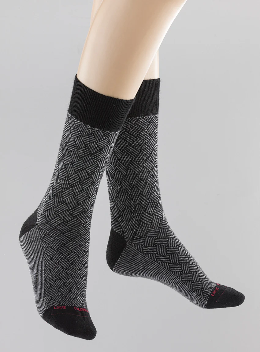 Mi-chaussettes mixtes jacquard noir
