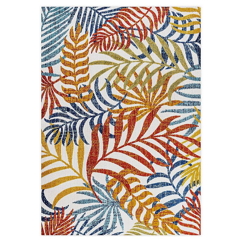 Jonathan Y Tropics Palm Leaves Indoor/Outdoor Area Rug - Cream/Orange - 3x5 Feet