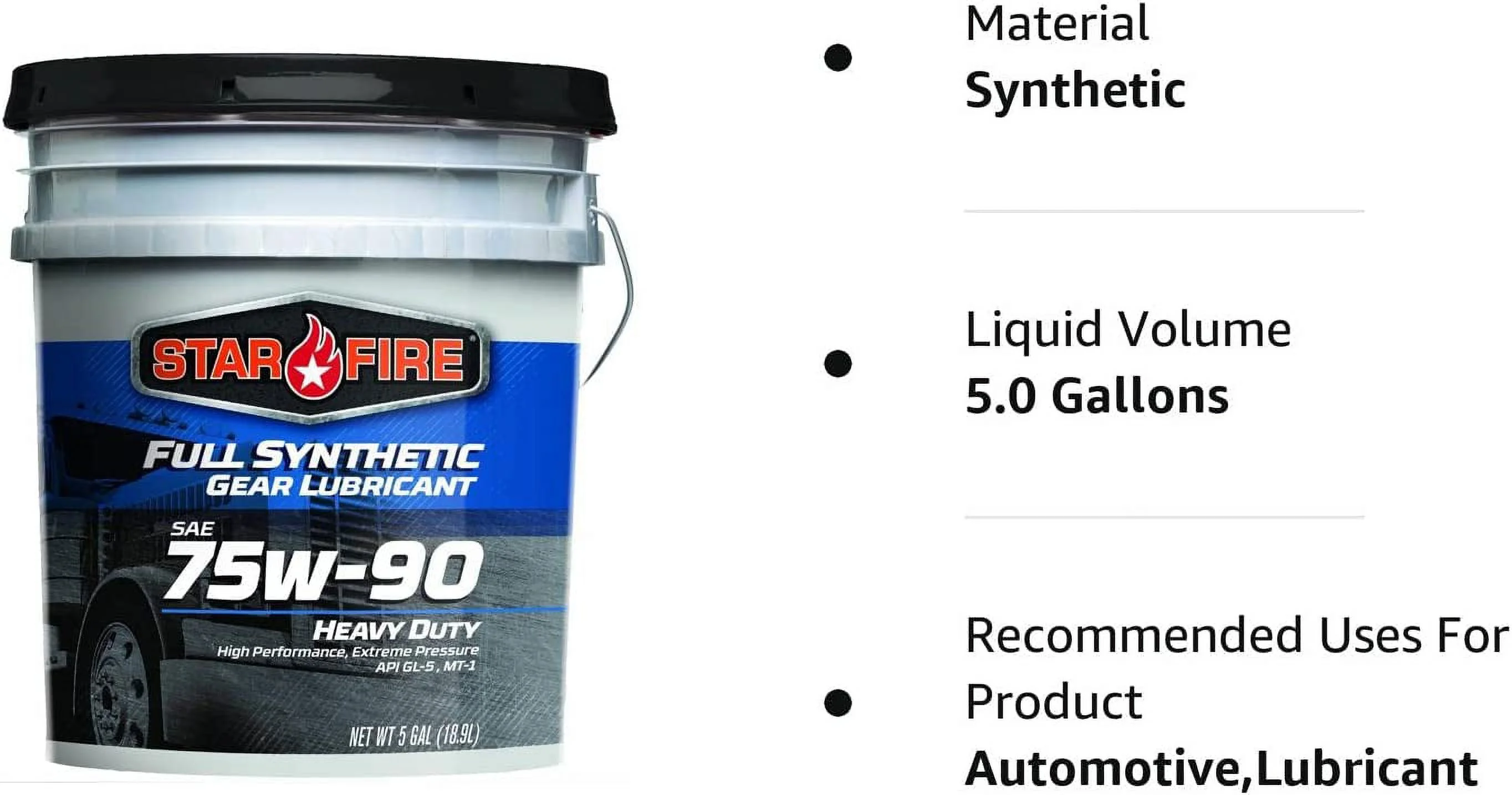Starfire Full Synthetic 75W90 Gear Lubricant 5 Gallon Pail