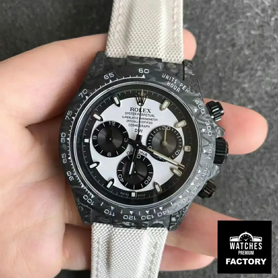 Rolex Daytona Cosmograph Carbon Fiber Diw Customized Version Noob Factory White Dial