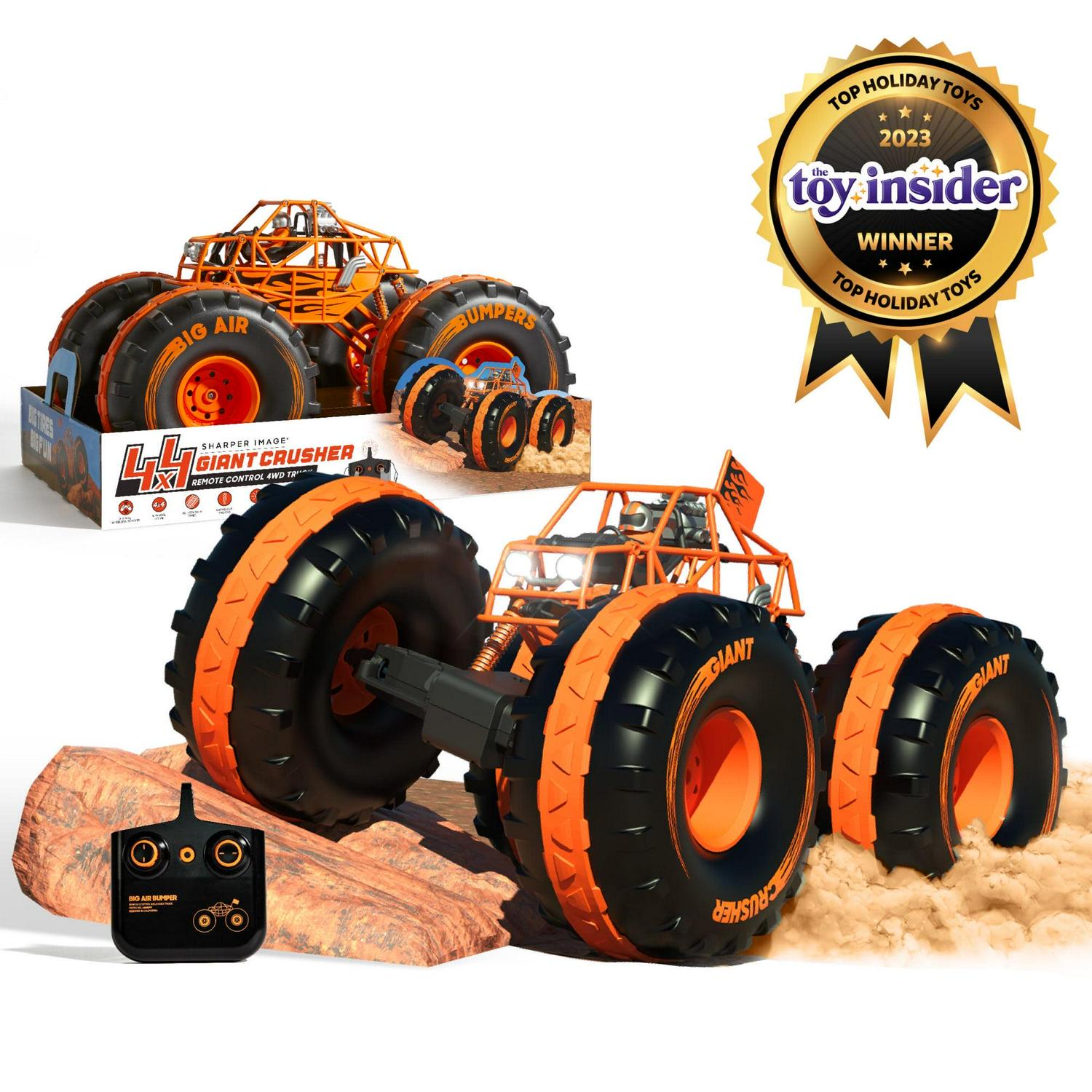 4#215;4 Giant Crusher Remote Control 4WD Truck. High-Speed Off-Road Monster Truck. Orange