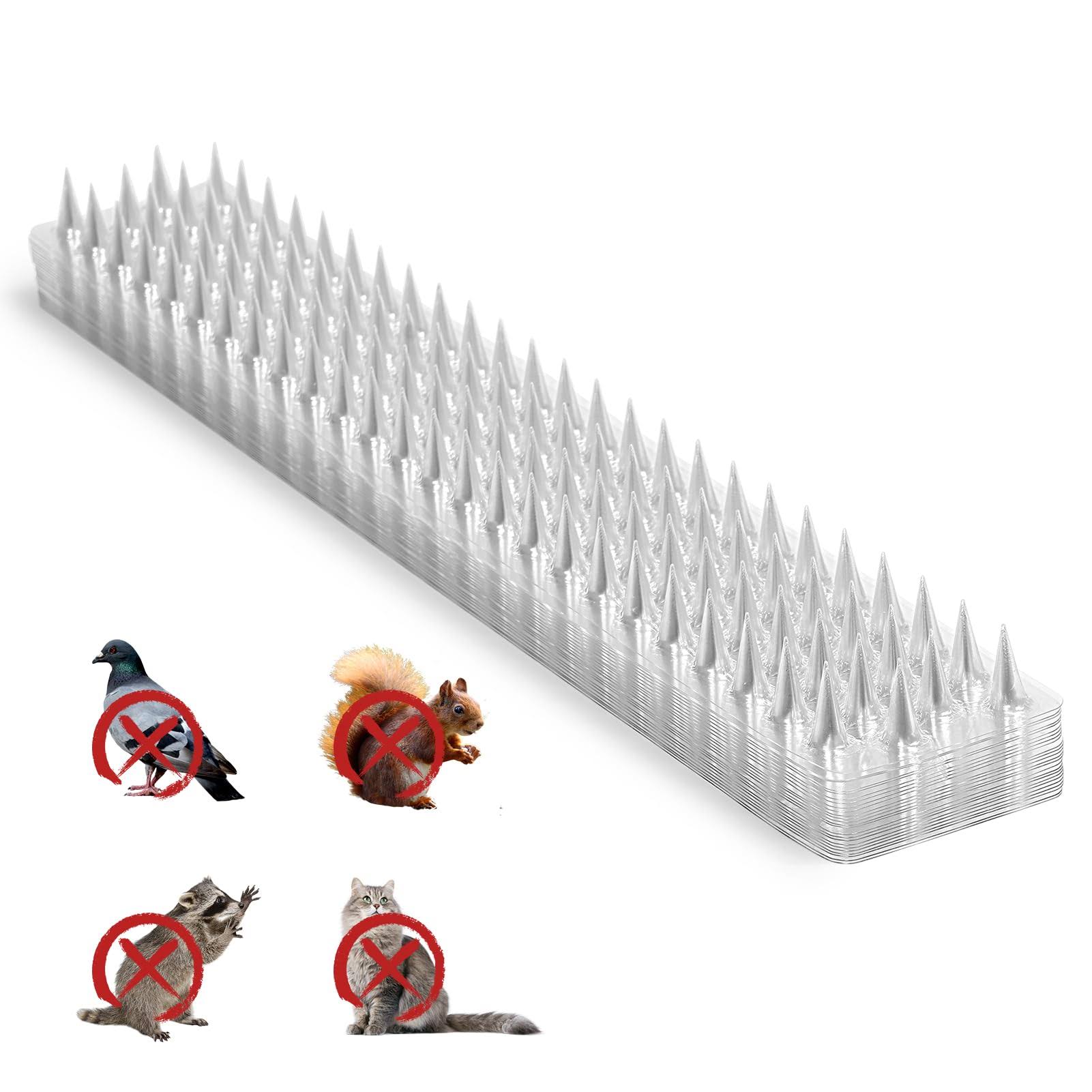 Touri 24 Pack 33ft Outdoor Transparent Clear PVC Bird Defender Spikes Strips for Indoor Outdoor Use Keep Pigeon, Squirrel Off