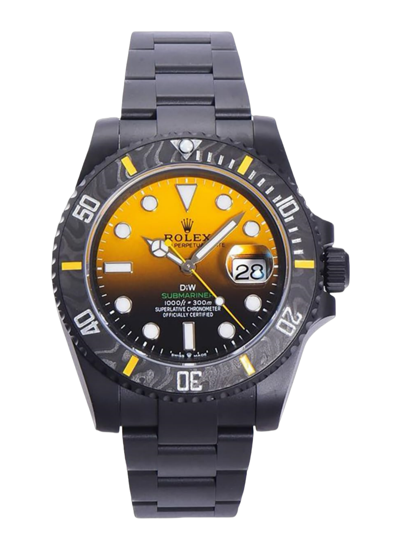 Rolex Submariner 116610 PVD-DLC Stainless Steel Carbon Fiber Bezel Yellow & Black Dial