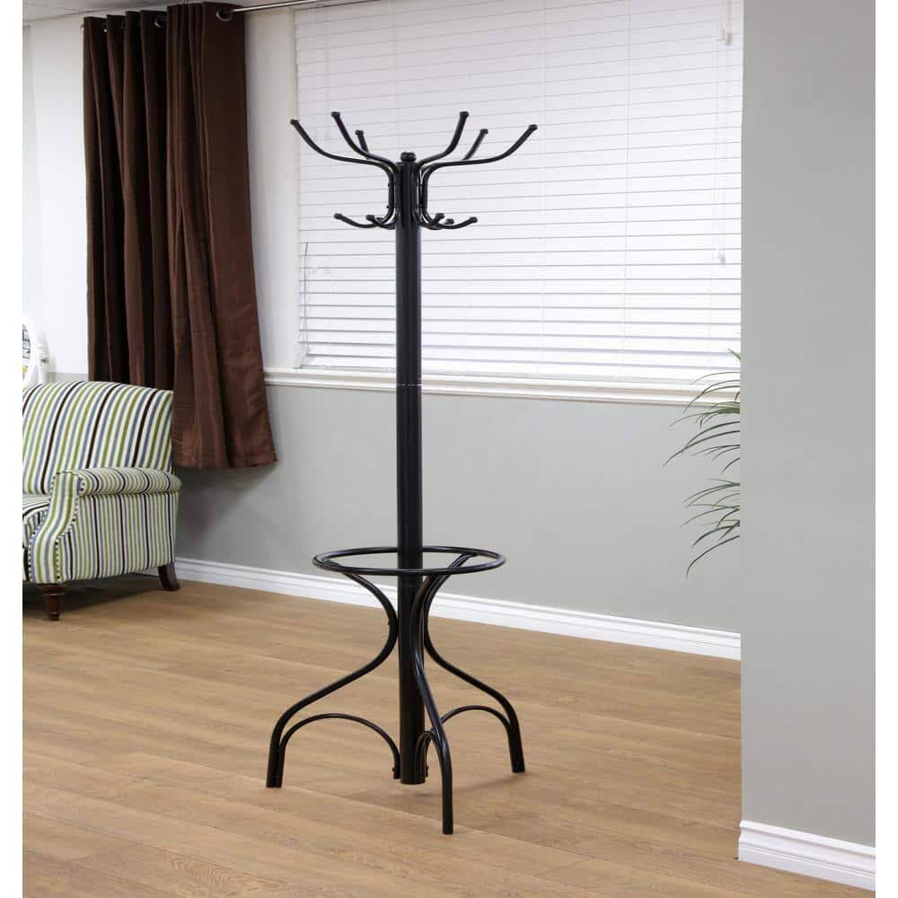 Home Craft 12-Hook Metal Coat Rack, Black
