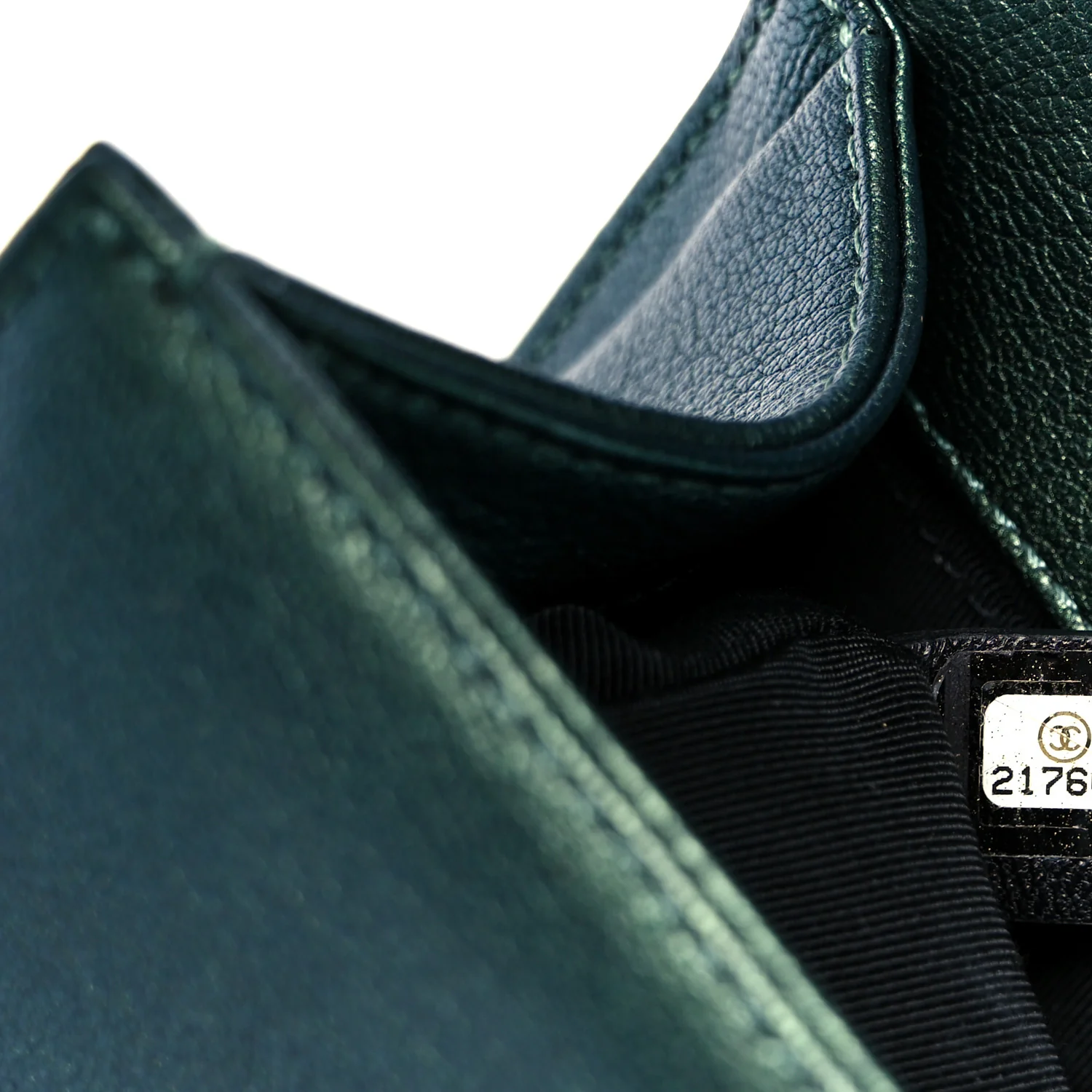Iridescent Goatskin Quilted Medium Boy Flap Green