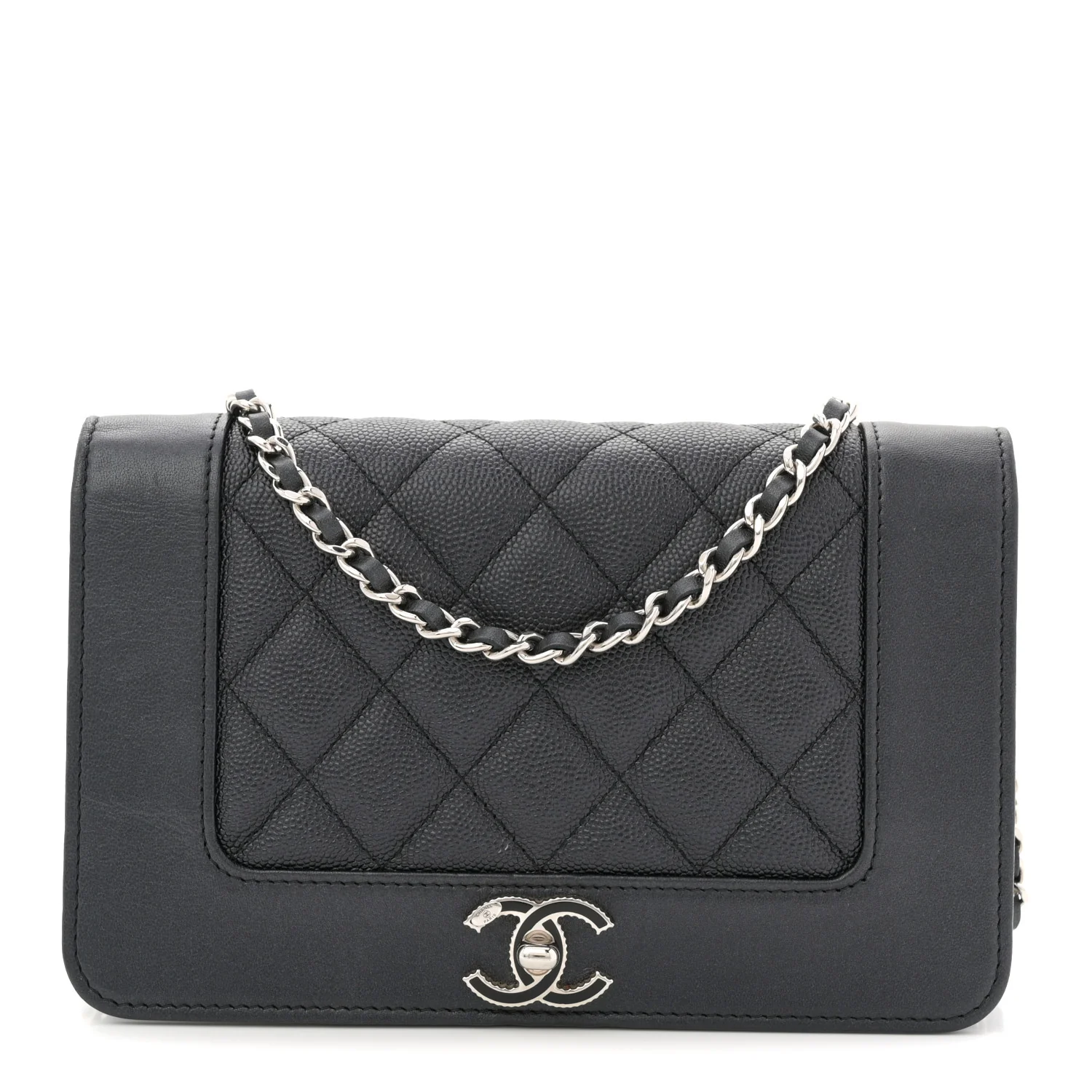 Caviar Quilted Vintage Mademoiselle Wallet On Chain WOC Black