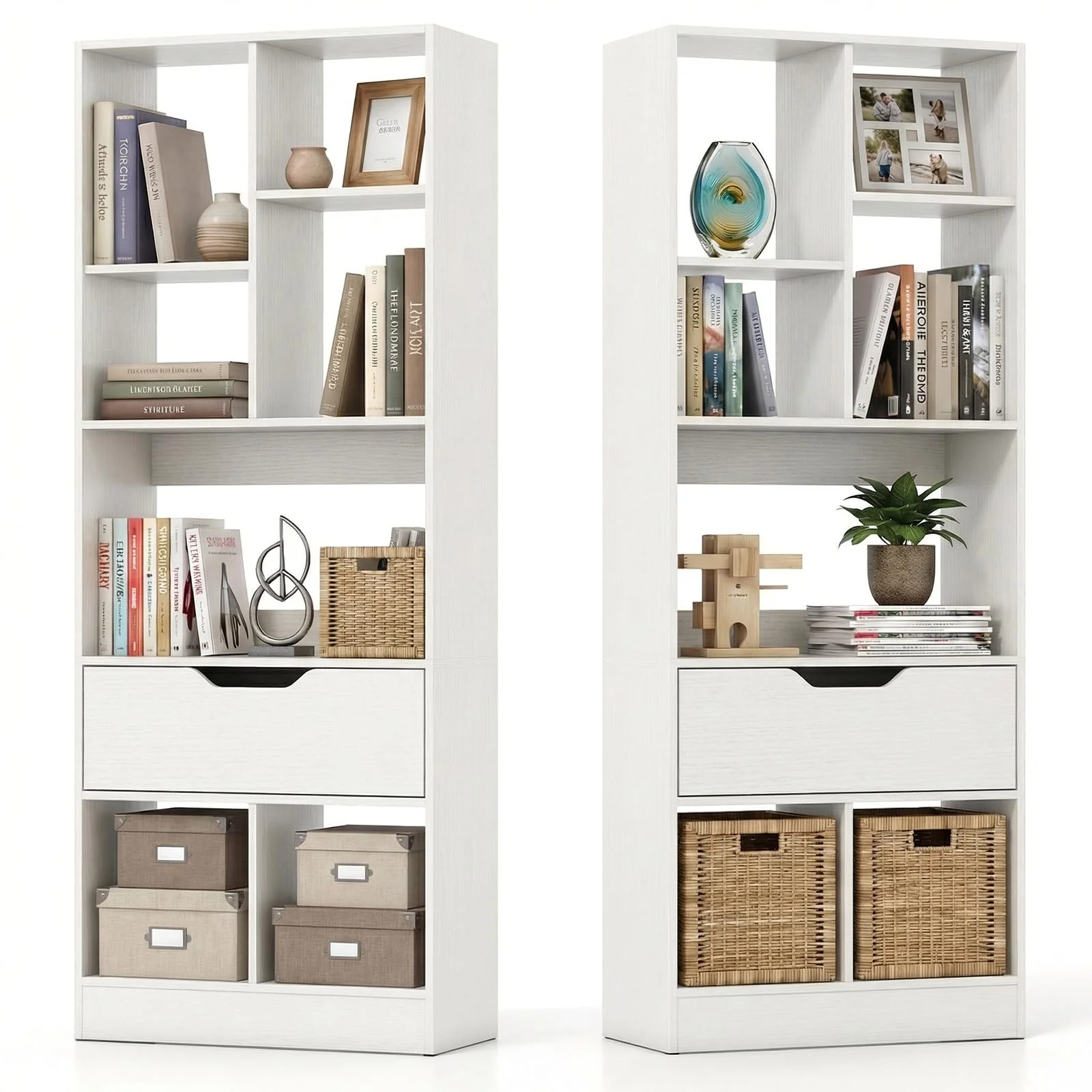 Tangkula 51” Tall Open Bookcase with Drawer(1/2)