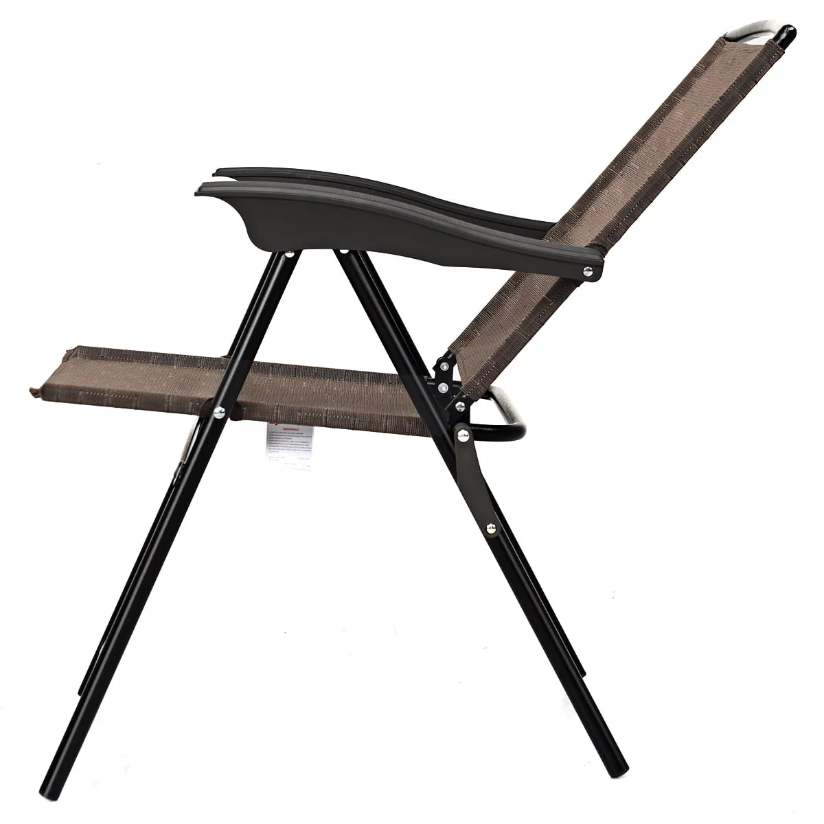 Topbuy Set of 4 Folding Sling Chairs Steel Armrest Patio Garden Pool Adjustable Back