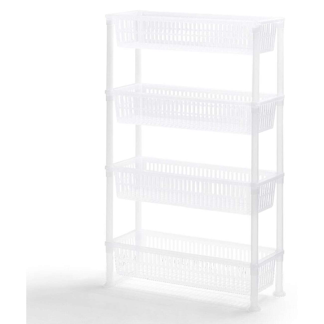 Desserte 4 niveaux plastique transparent 50x19,5xH82cm